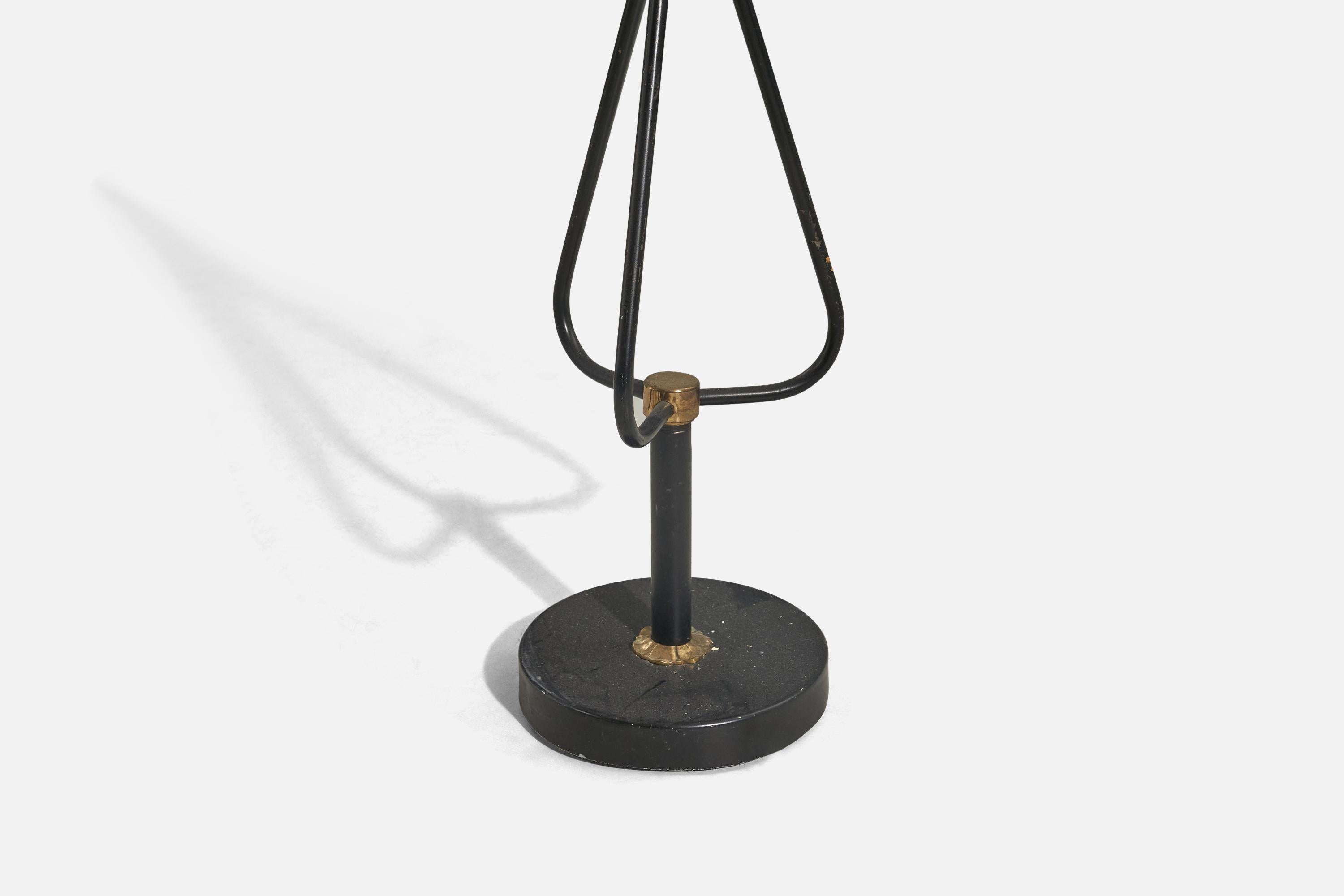 Mid-20th Century Swedish Designer, Adjustable Floor Lamp, Brass, Metal, Rattan, Sweden, 1950s For Sale