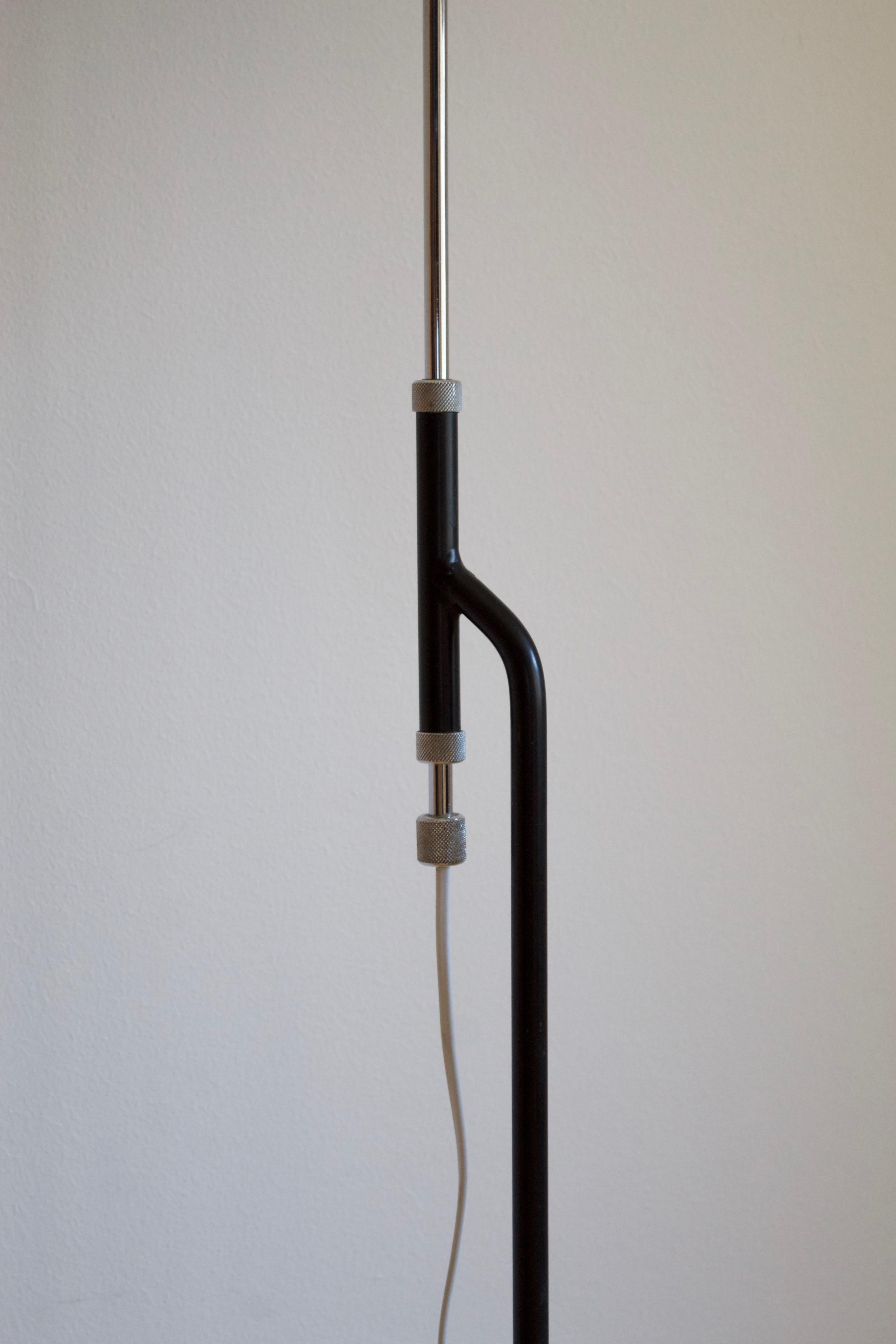 Swedish, Adjustable Floor Lamp, Metal, Chrome Steel, Sweden, circa 1940s In Good Condition In High Point, NC