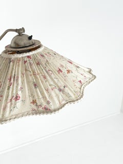 Swedish Adjustable Floor Lamp with Floral Pleated Shade, Mid-Century Modern