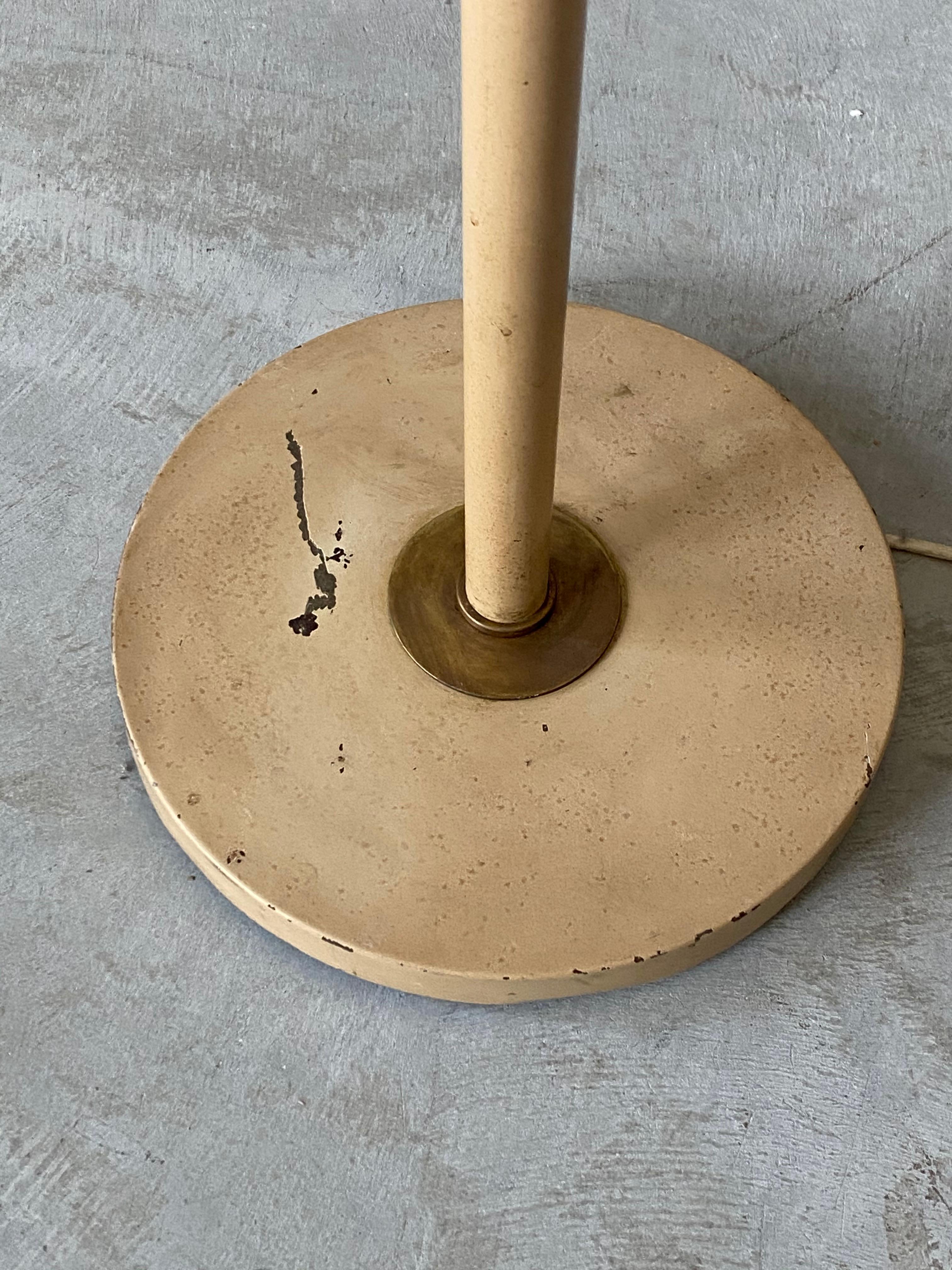 Swedish, Adjustable Organic Floor Lamp, Brass, Painted Metal, Fabric, 1940s 2