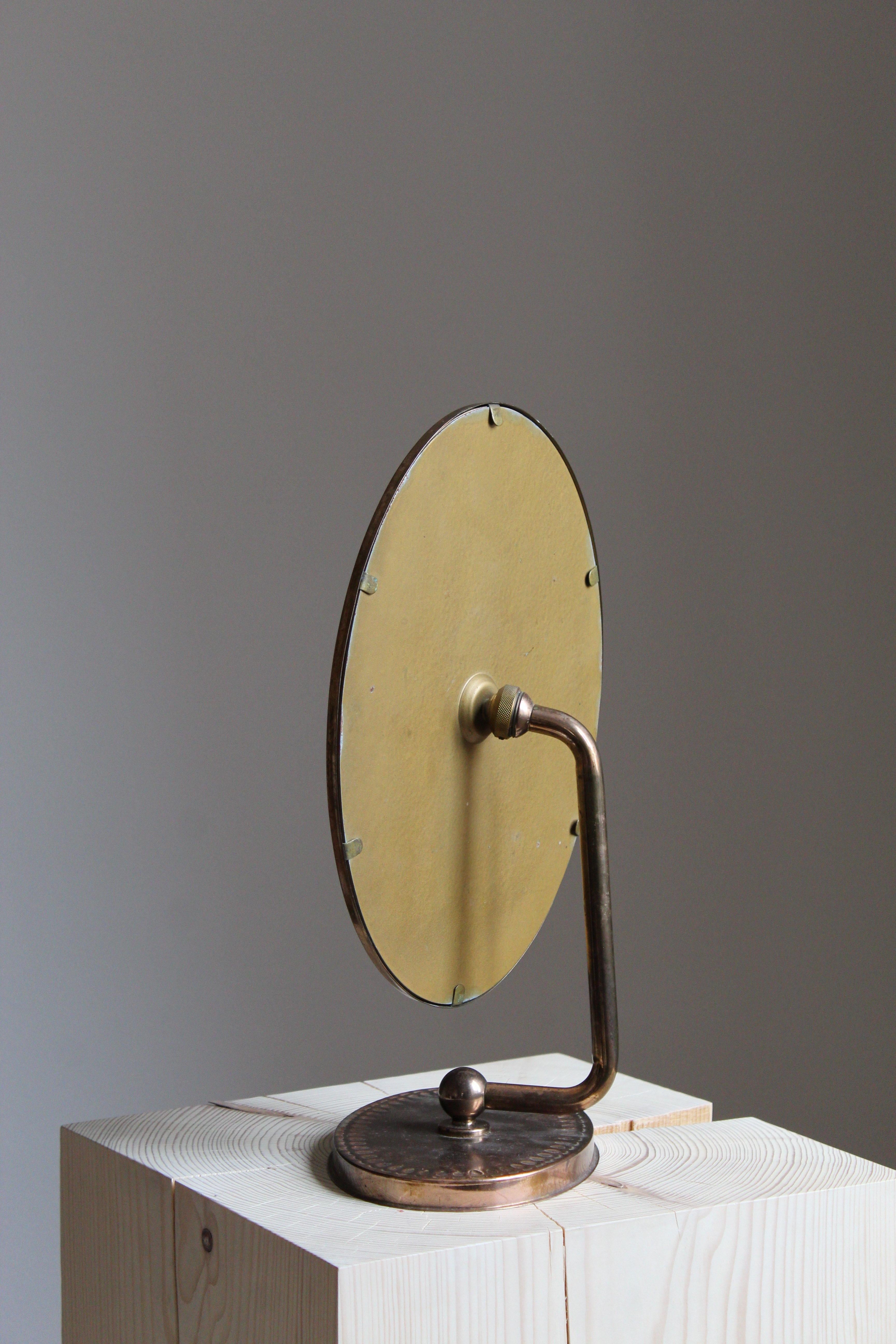 Mid-Century Modern Swedish, Adjustable Table Mirror, Copper, Mirror Glass, Sweden, 1960s