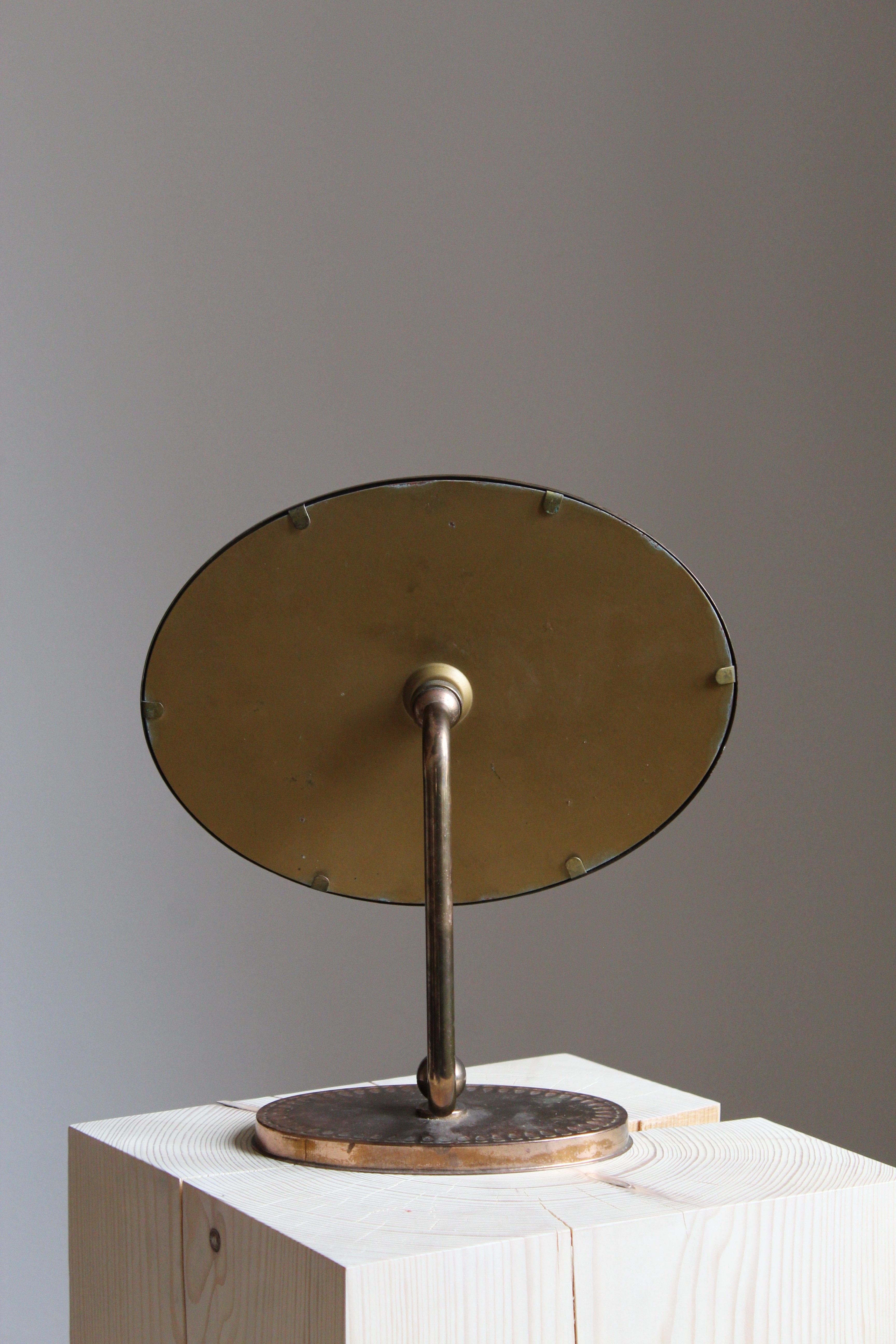 Swedish, Adjustable Table Mirror, Copper, Mirror Glass, Sweden, 1960s In Good Condition In High Point, NC