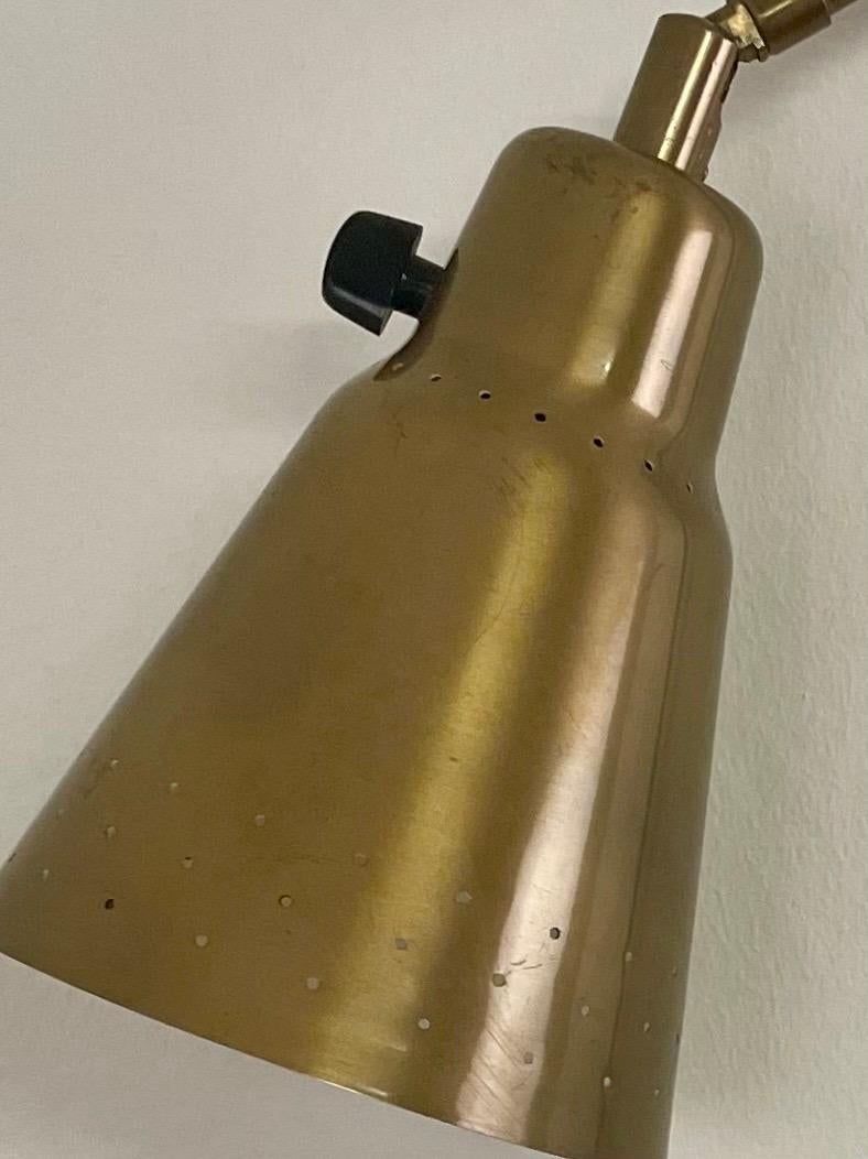 Alf Svensson Swedish Mid-Century Adjustable Wall Sconce SL3 in Perforated Brass For Sale 12