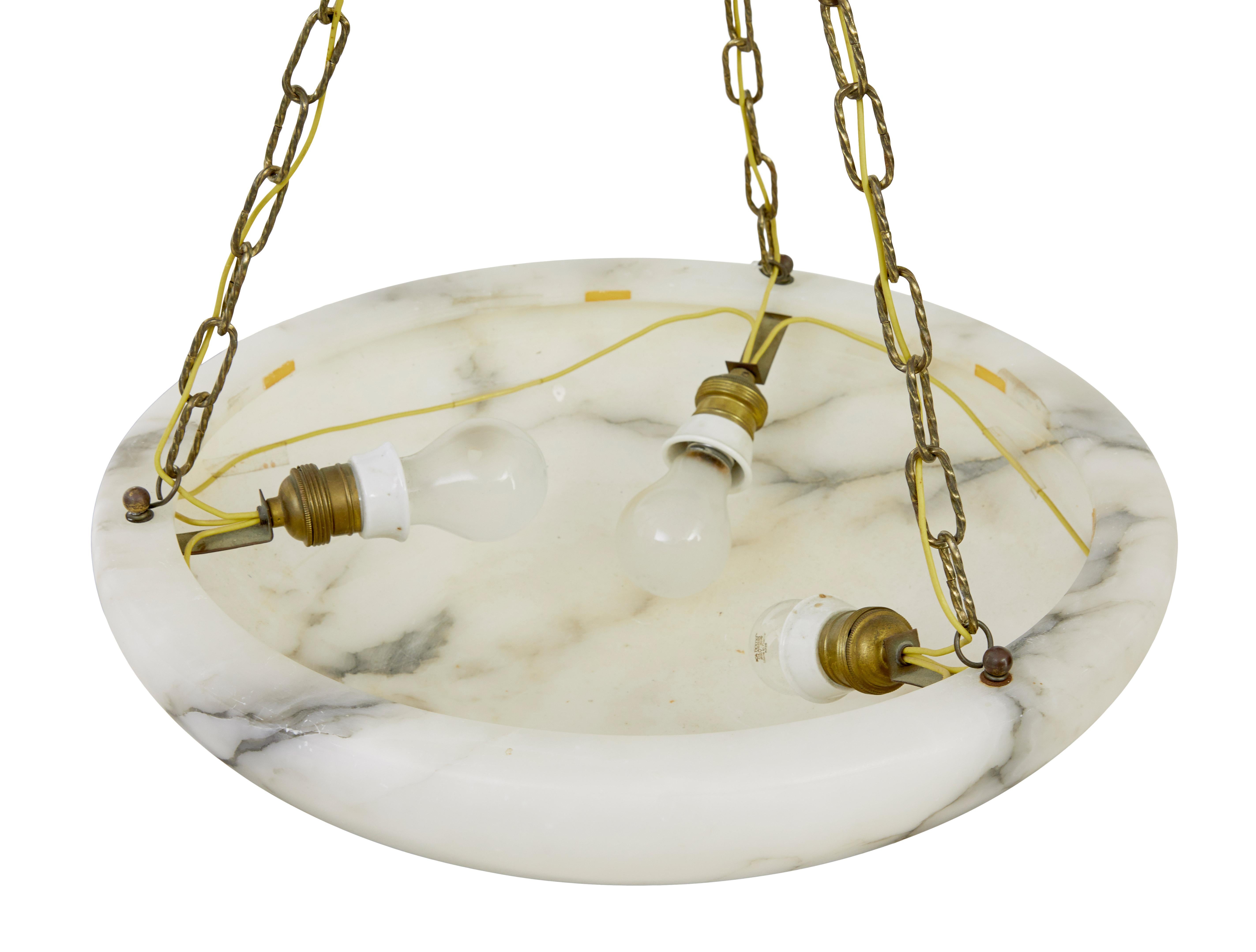 Schwedische Alabaster-Hängelampe im Art-Deco-Stil (20. Jahrhundert)