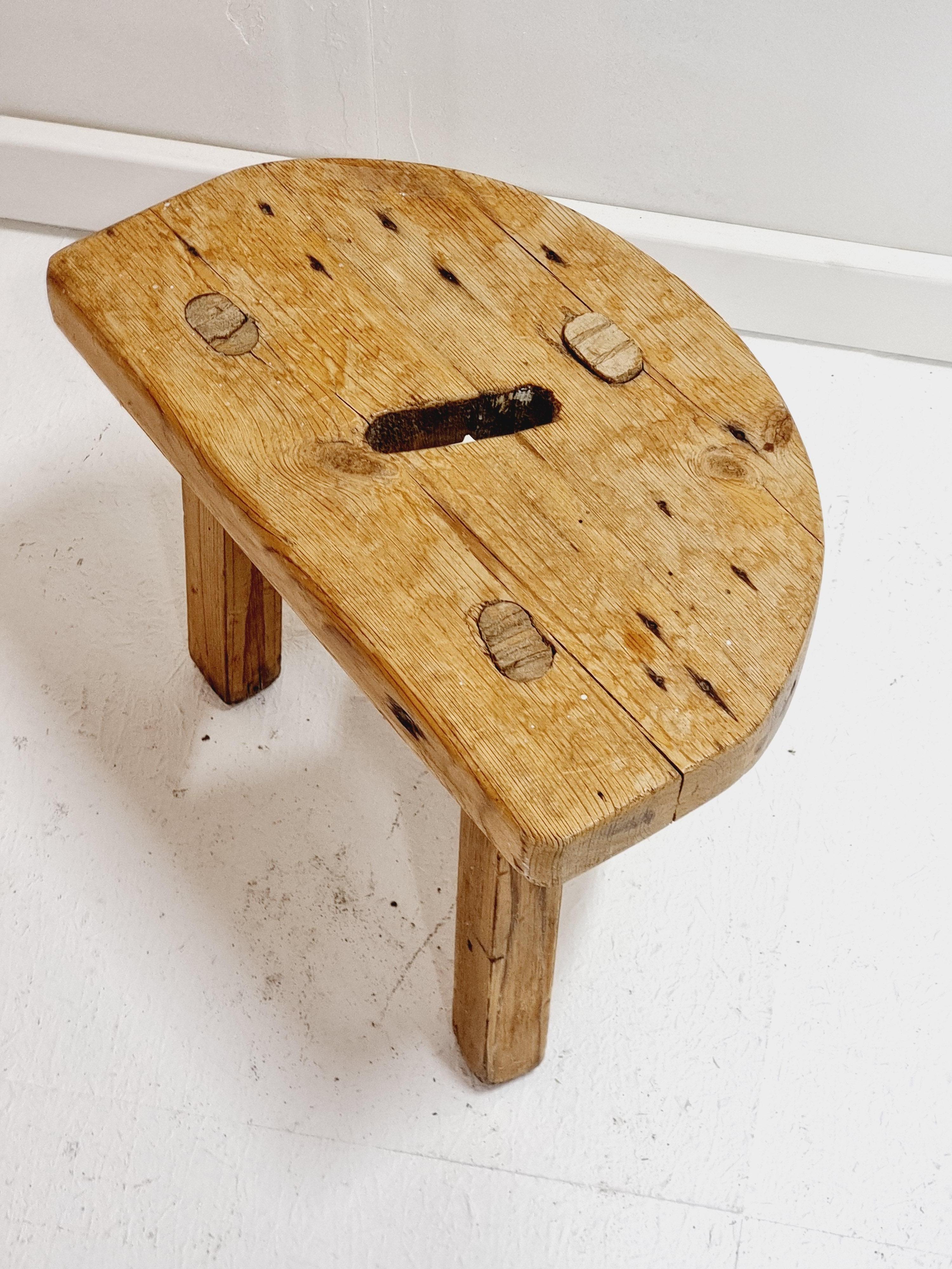 Swedish Allmoge / Folk Art, Stool, Dated 1948 In Fair Condition In Stockholm, SE