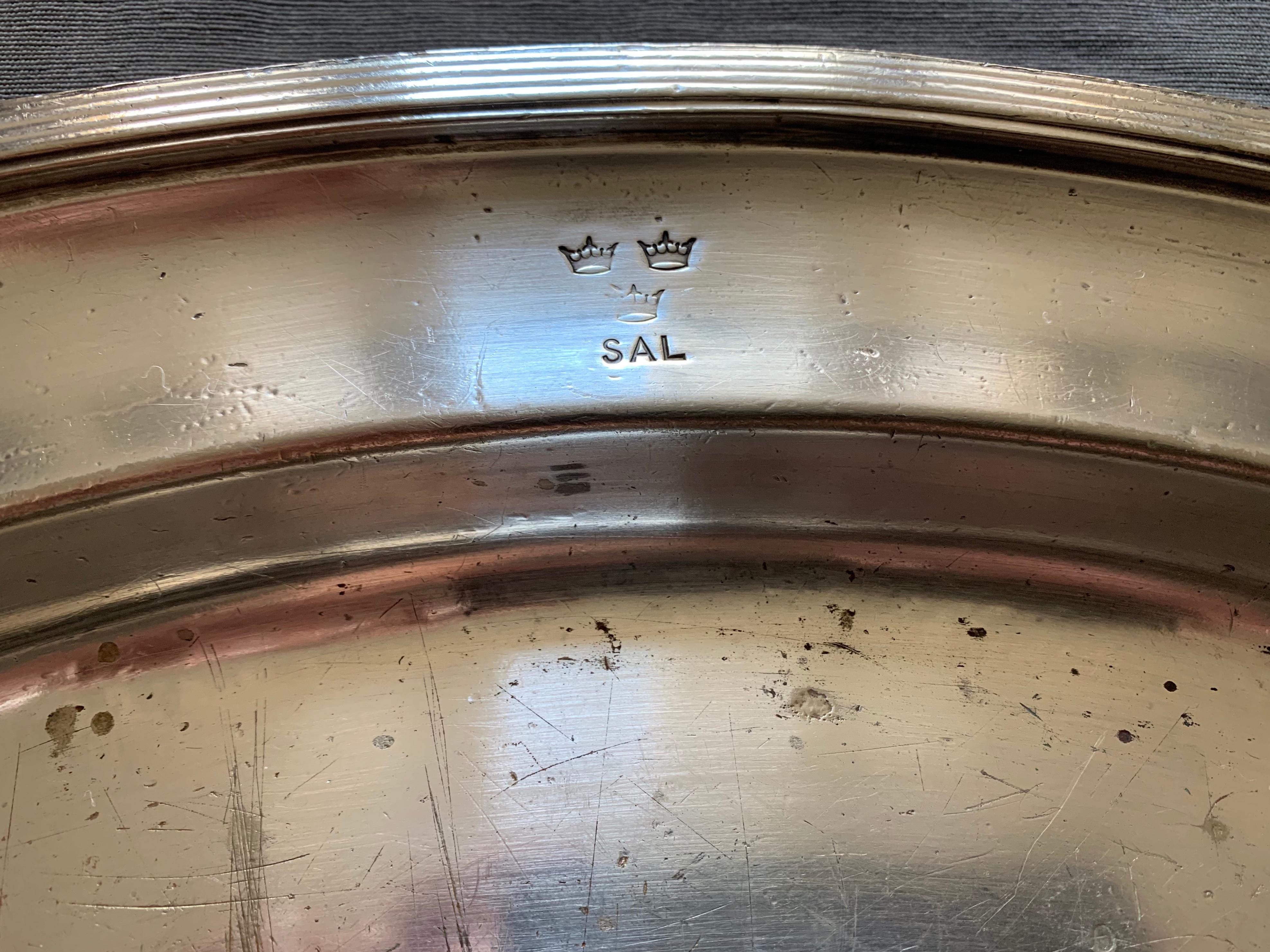 Neoclassical Swedish American Line Large Silver Plated Tray