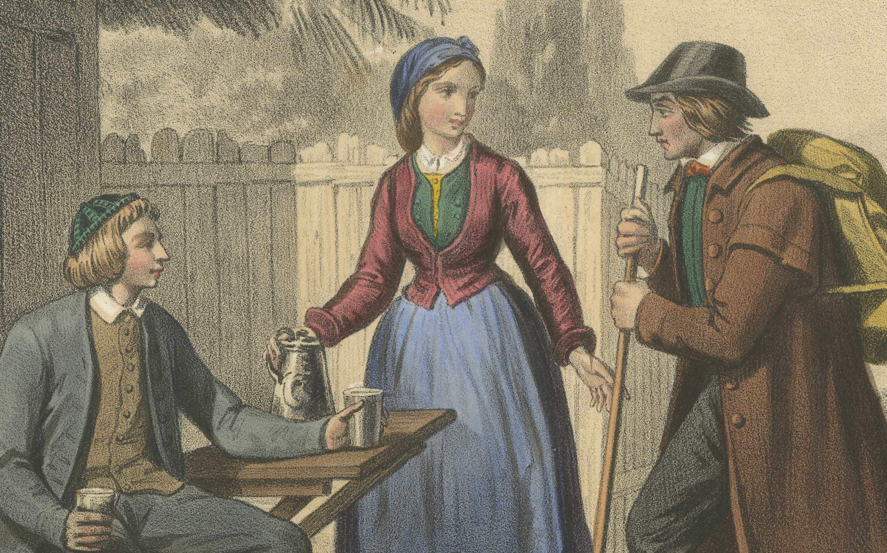 Milieu du XIXe siècle Costumes suédois et norvégiens - paysans, lapons et rennes, c.1845 en vente