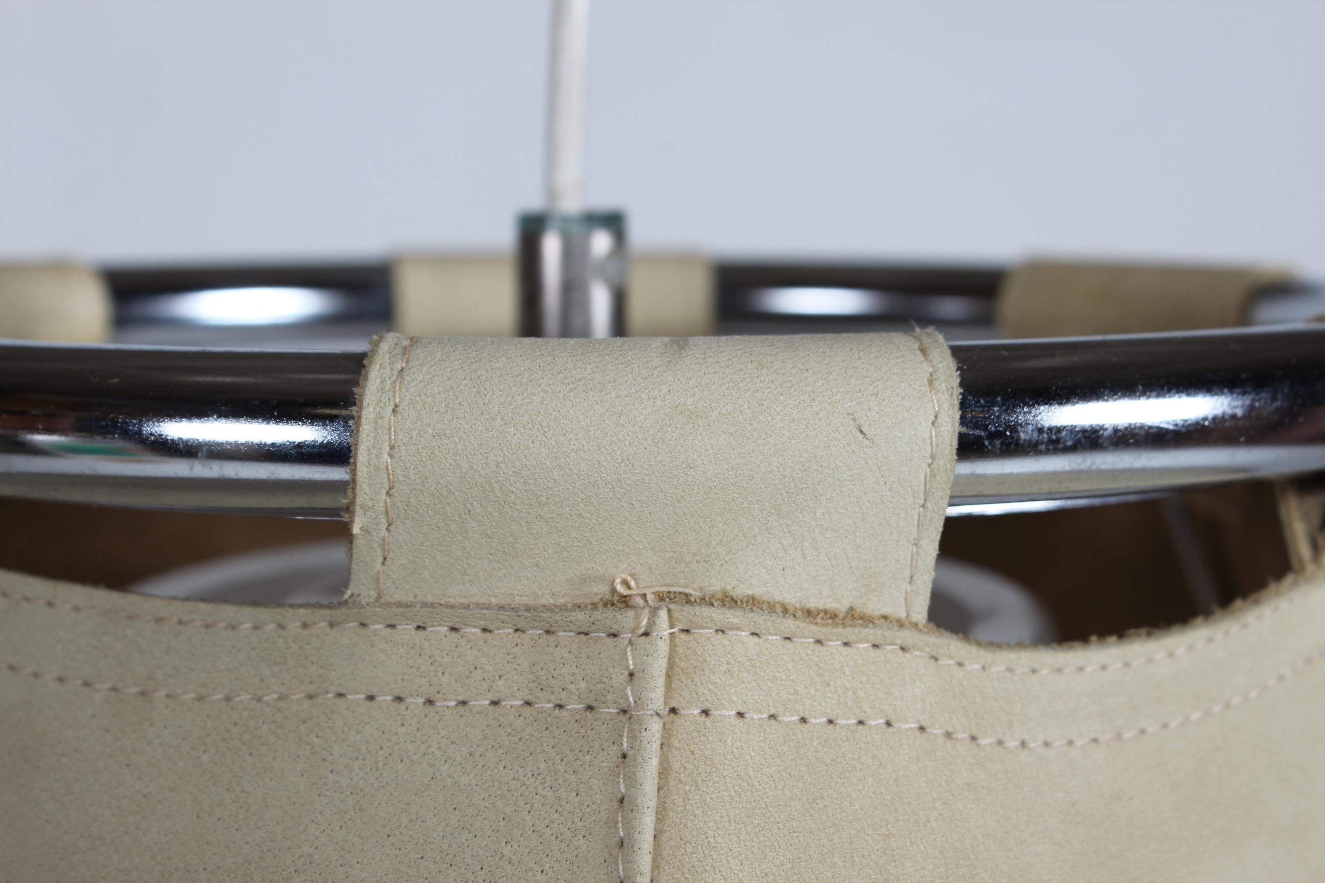 Swedish Anna Pendant Light of Metal  with Leather Cover by Atelje Lyktan 1970s im Angebot 4