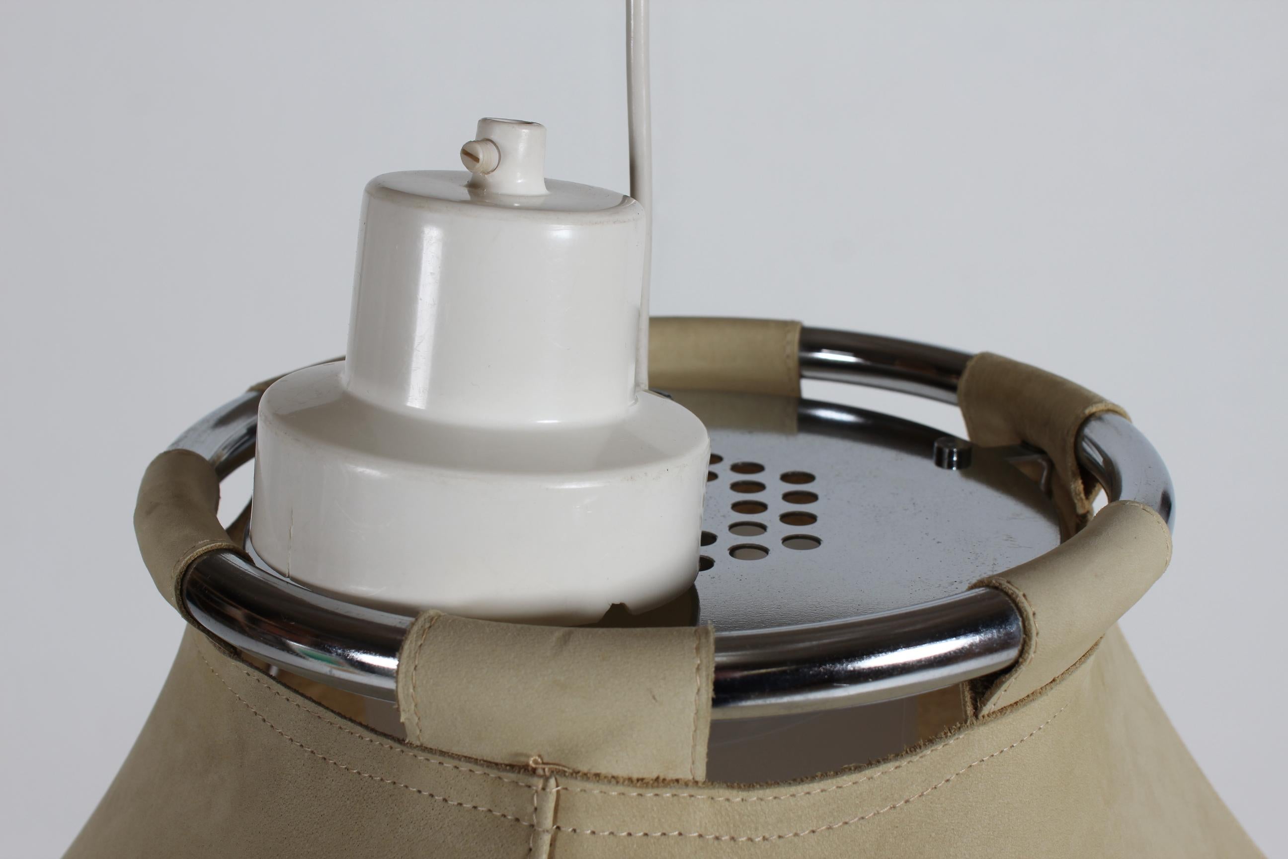 Swedish Anna Pendant Light of Metal  with Leather Cover by Atelje Lyktan 1970s im Angebot 5