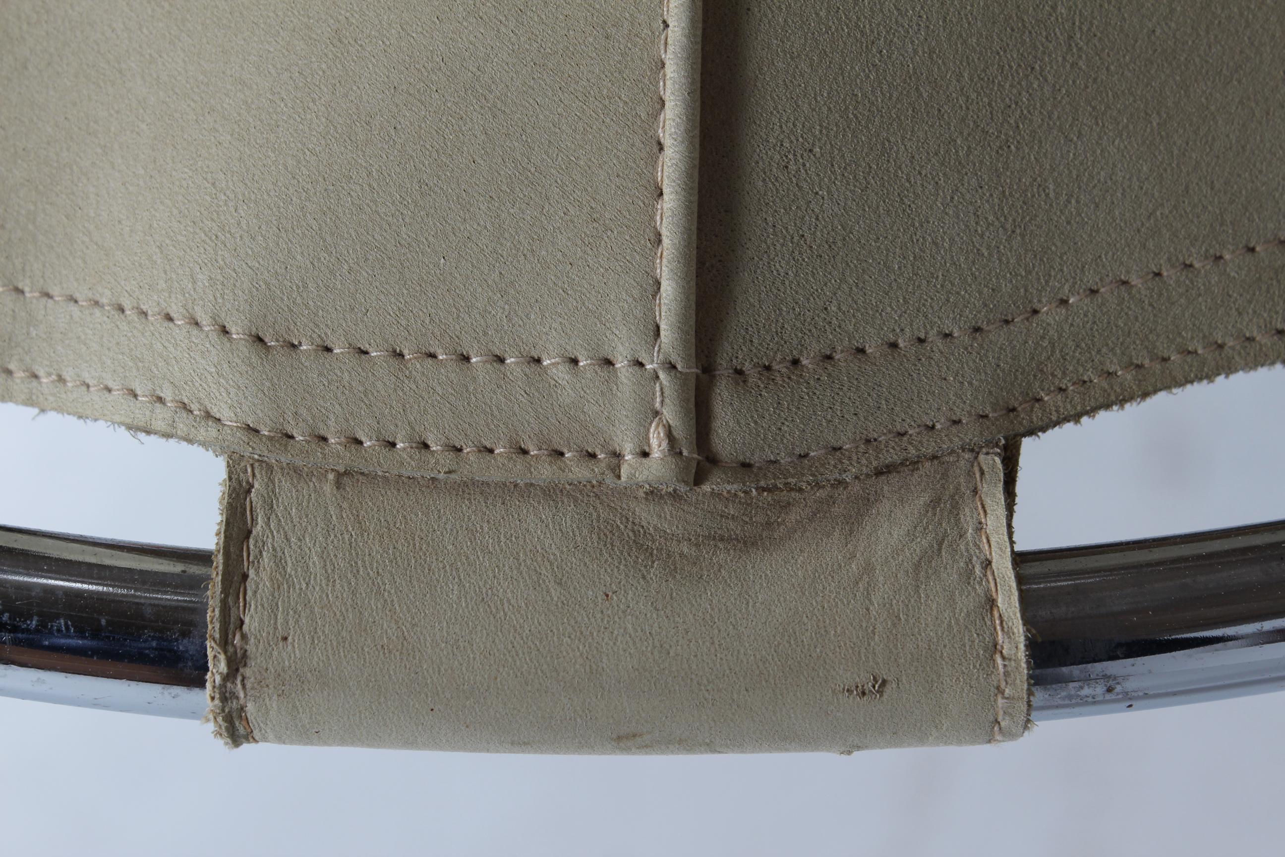 Swedish Anna Pendant Light of Metal  with Leather Cover by Atelje Lyktan 1970s (Wildleder) im Angebot
