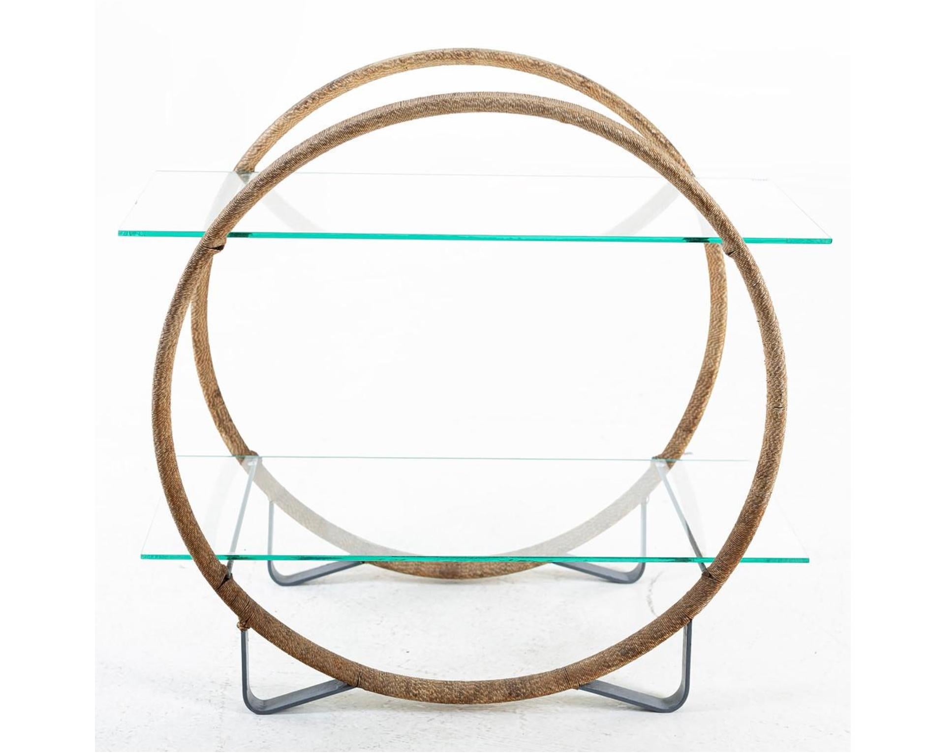 Swedish Antiques Art Deco Wheel Occasional Hoop Table Glass 2 Shelves A.I.C. 1930 A In condizioni buone in vendita a Lewes, England