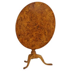 Swedish Antique Burl Wood Tilt-Top Table with Pedestal Base, Early 19th Century
