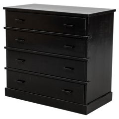 Swedish Antique Chest of Drawers in Black Painted Pine Produced in Early 1900s