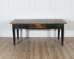 Swedish Antique Country Kitchen Table with Drawers, 19th Century