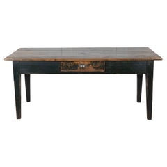 Swedish Antique Country Kitchen Table with Drawers, 19th Century