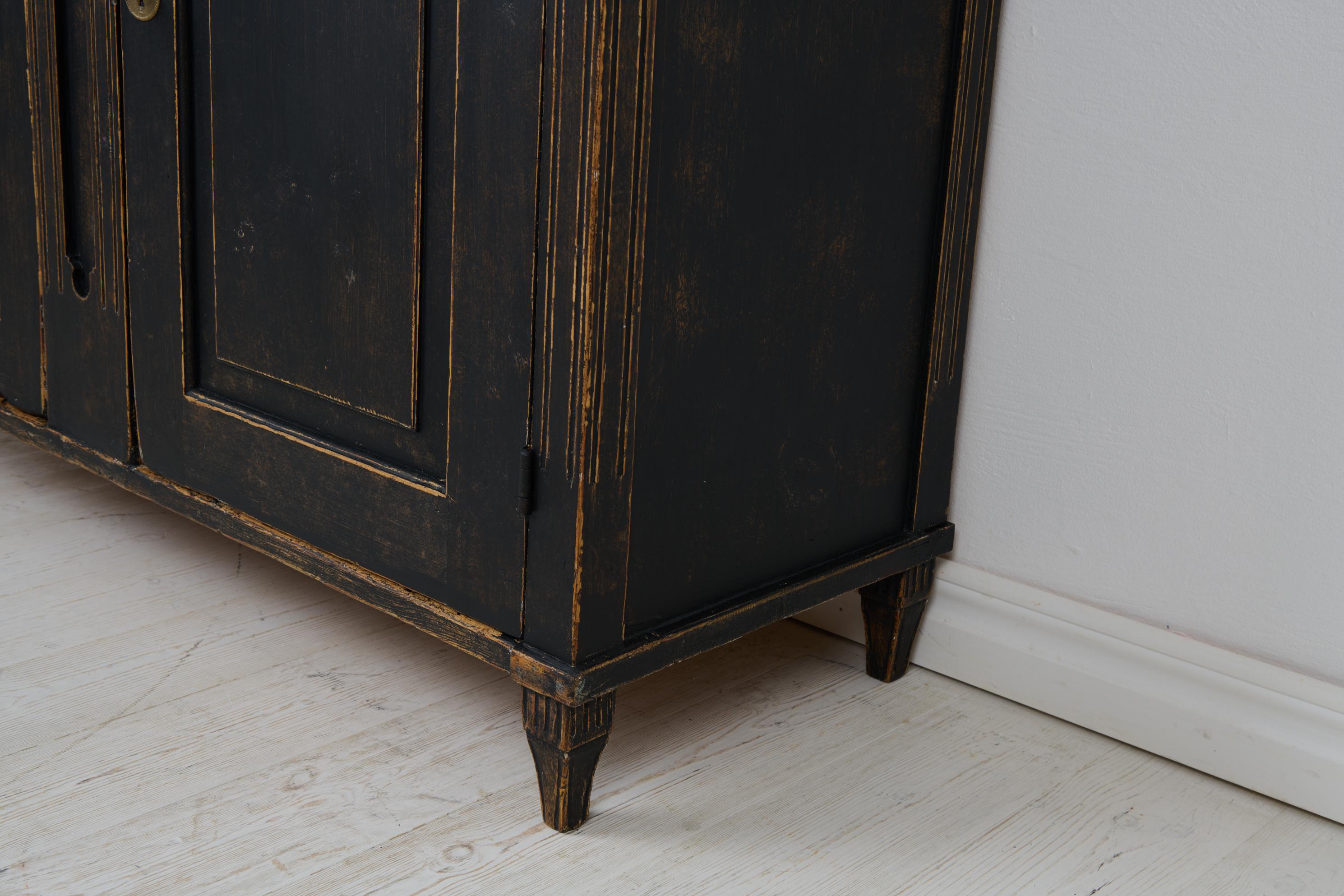 Swedish Antique Country Sideboard, Gustavian Period with Distressed Black Paint For Sale 6