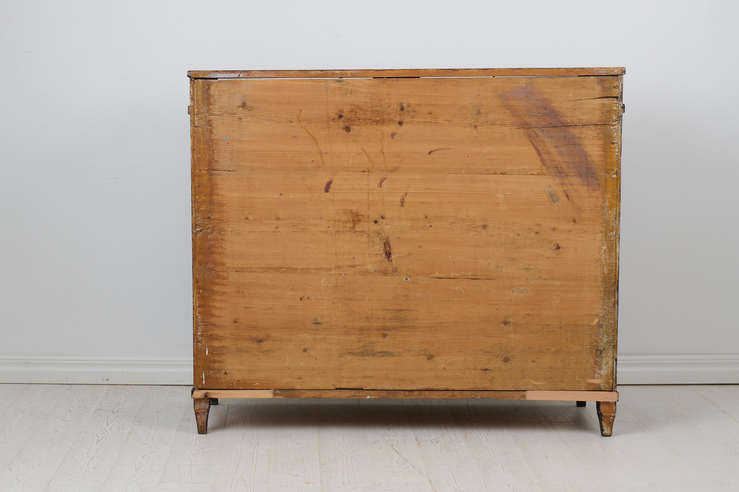 Swedish Antique Country Sideboard, Gustavian Period with Distressed Black Paint For Sale 8