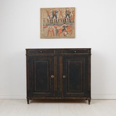 Swedish Antique Country Sideboard, Gustavian Period with Distressed Black Paint