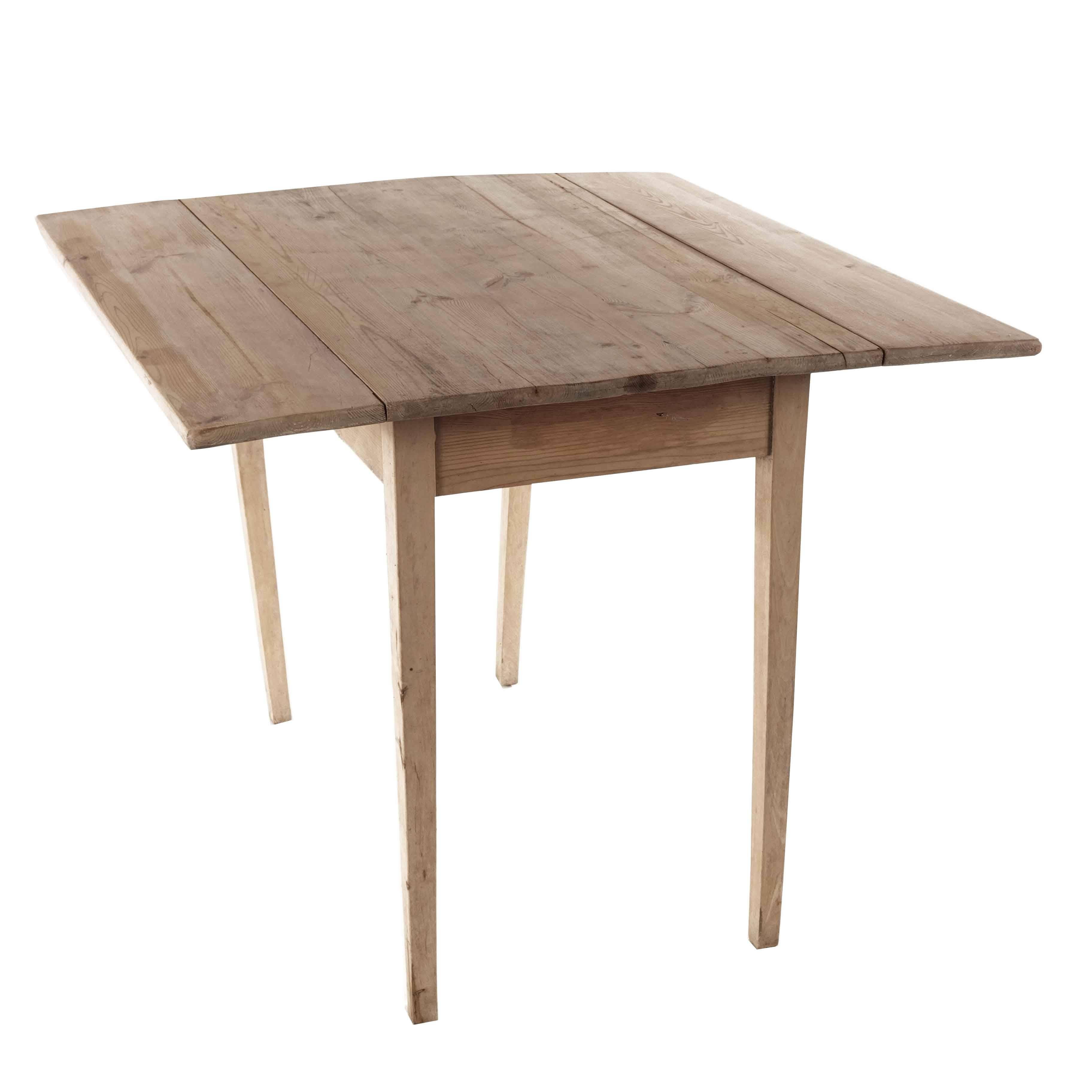 Swedish Antique Drop-Leaf Table in Pine, Late 1800s For Sale