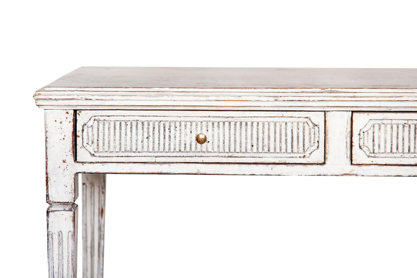 Shipping update - please message us directly with your city and zip/postcode for a delivery cost to your location on this item - please do not request shipping from 1st dibs

Rare Antique Gustavian console writing desk with double drawers circa