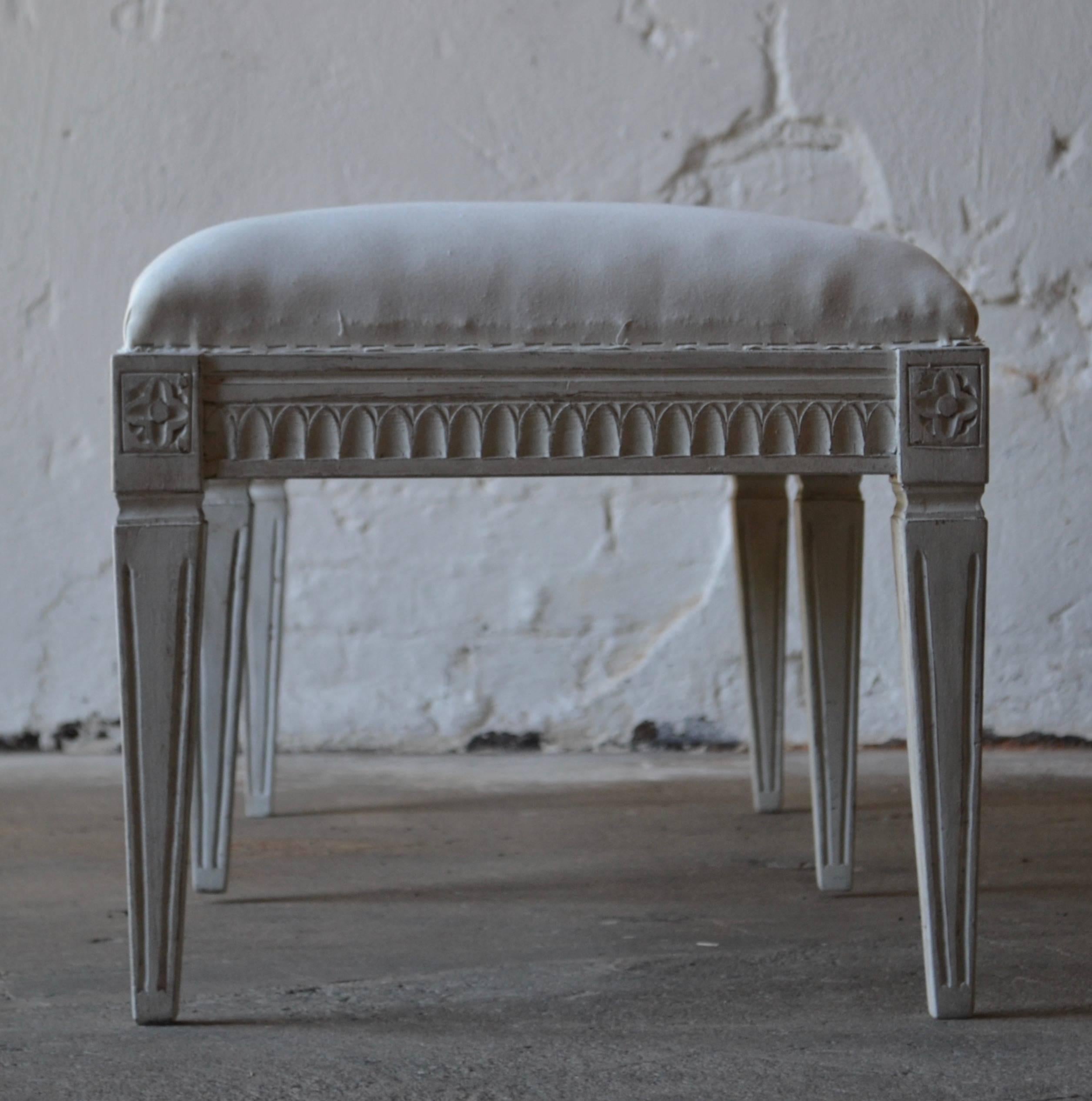 Hand-Carved Swedish Antique Gustavian Six-Legged Bench, circa 1830