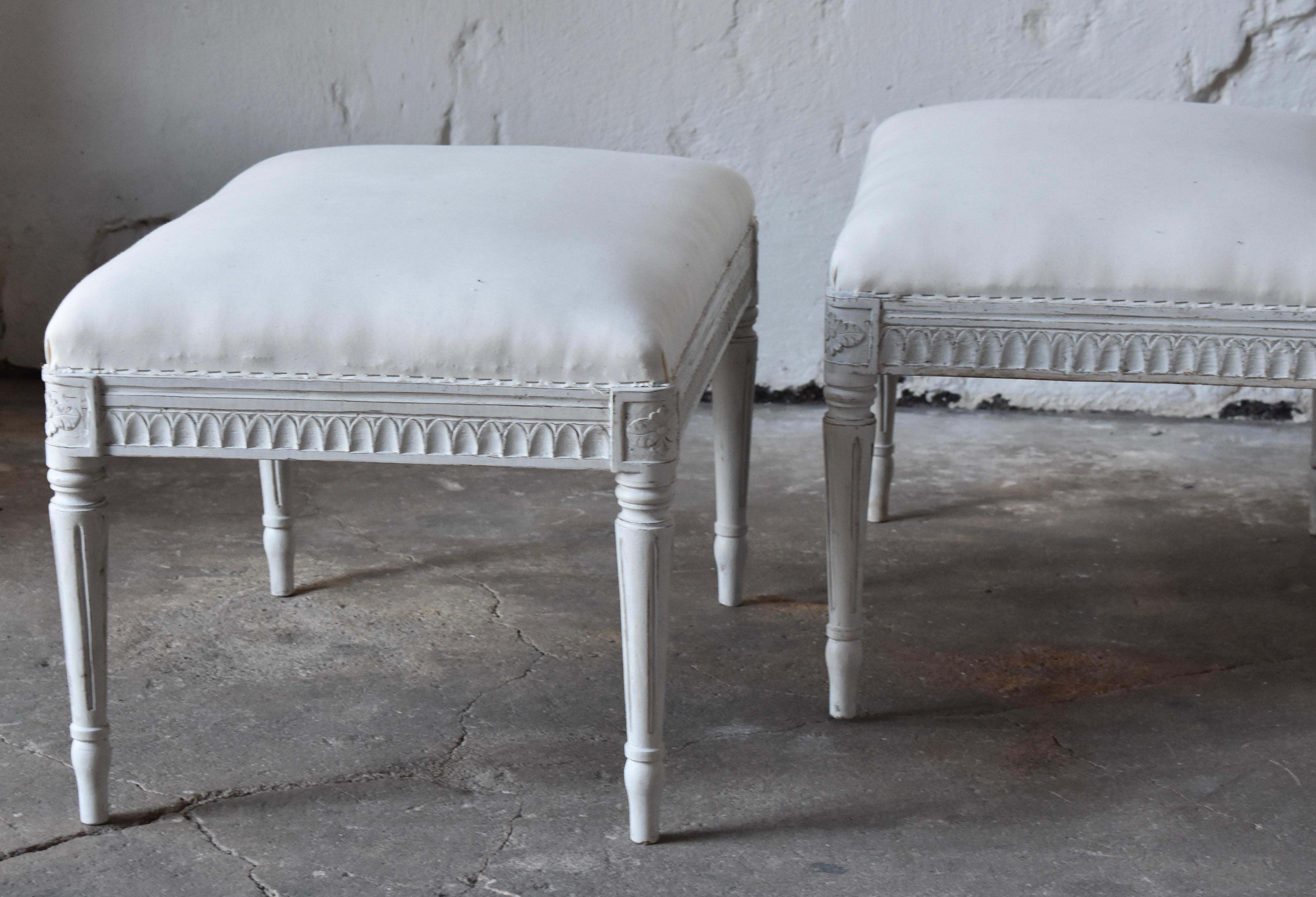 Swedish Antique Gustavian Taburettes, circa 1800s In Good Condition For Sale In Helsingborg, SE