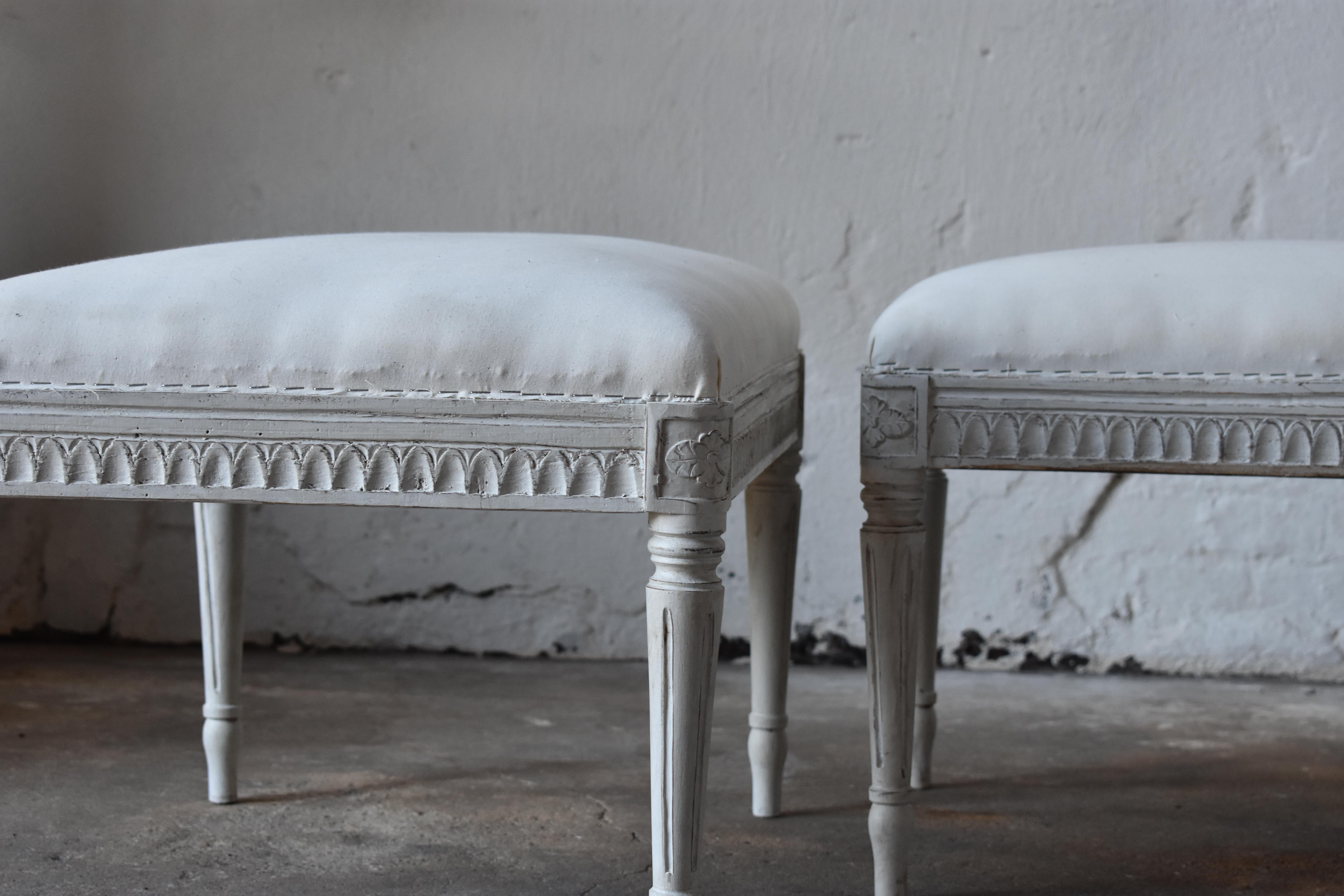 Upholstery Swedish Antique Gustavian Taburettes, circa 1800s For Sale