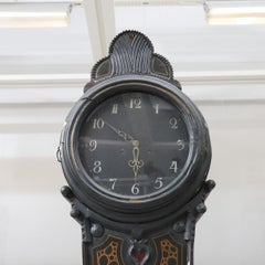 Swedish Antique Mora Clock Blue 1815 Carved Detail Birds