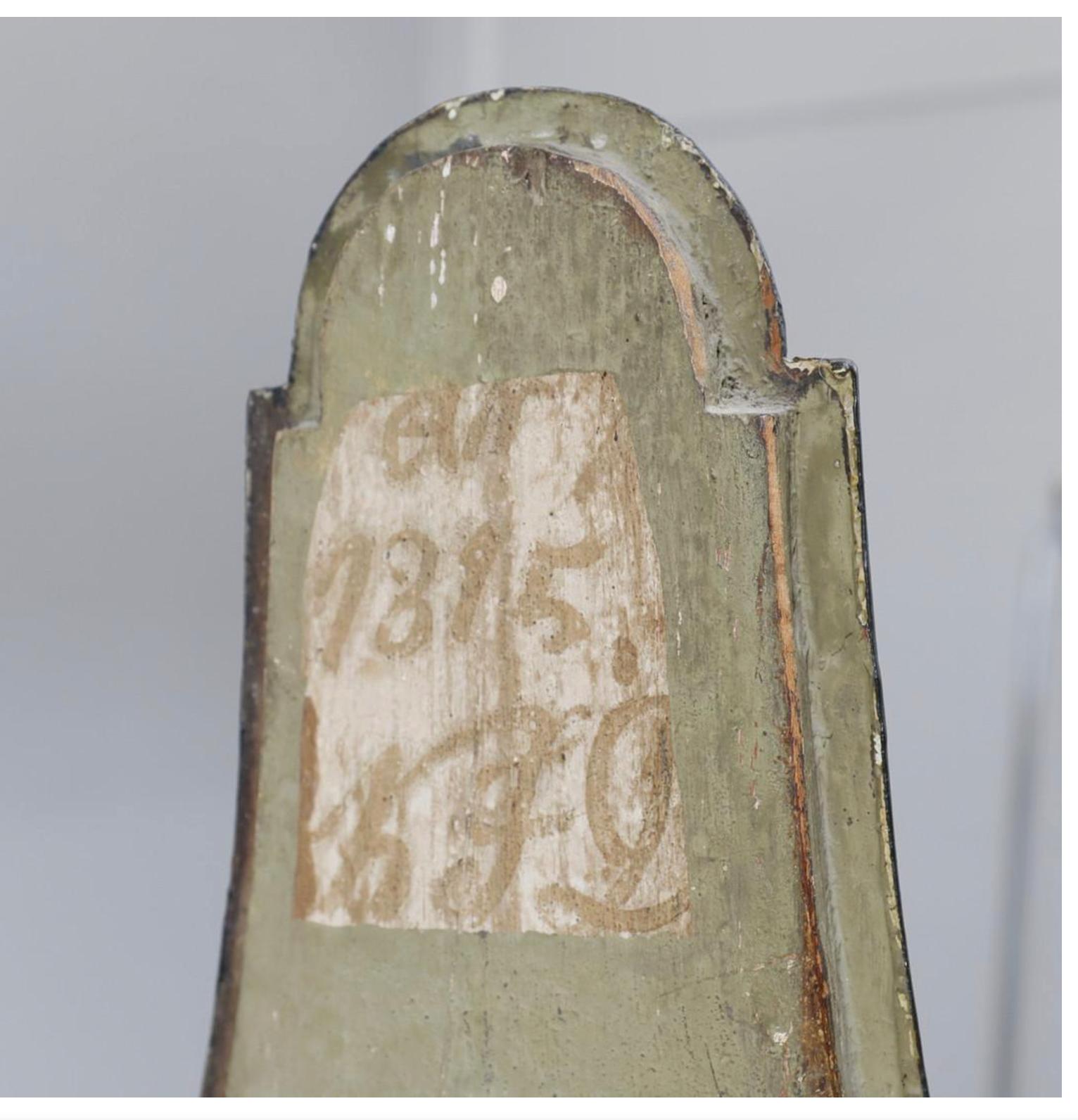 Swedish Antique Mora Clock Blue 1815 Carved Detail Birds In Good Condition For Sale In Lewes, England