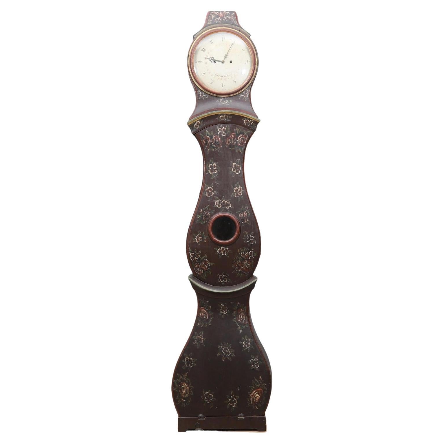 Reloj Sueco Antiguo Mora Clocks  Pintura Arte Popular 1800s 230cm C Palmlöf Sala A en venta