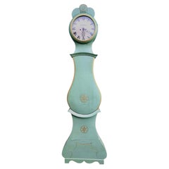 Swedish Antique Mora Clock Fryksdall Green Gold 1800s Gustavian Ekerstrom A