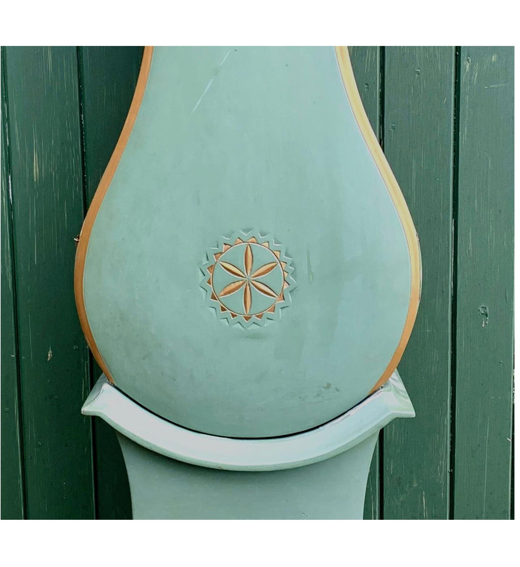 Polished Swedish  Antique Mora Clock Fryksdall Green Gold 1800s Gustavian Ekerstrom A For Sale