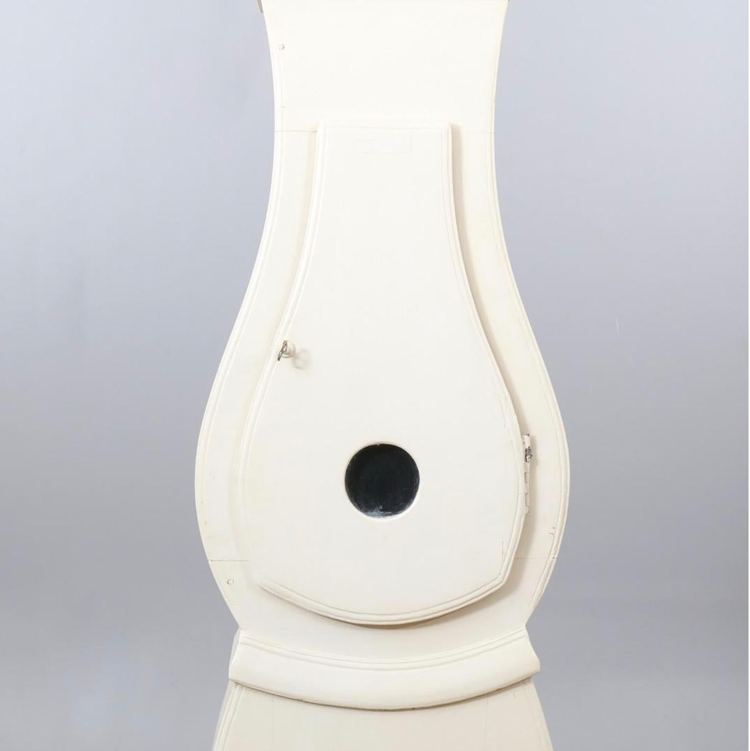 Swedish Antique Mora Clock White Early 1800s Carved Detail Rare In Good Condition For Sale In Lewes, England