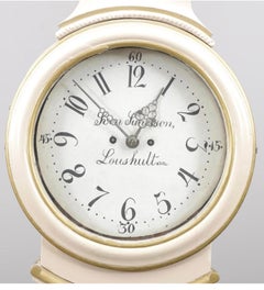 Swedish Antique Mora Clock White Early 1800s Sven Sunesson Loushult A