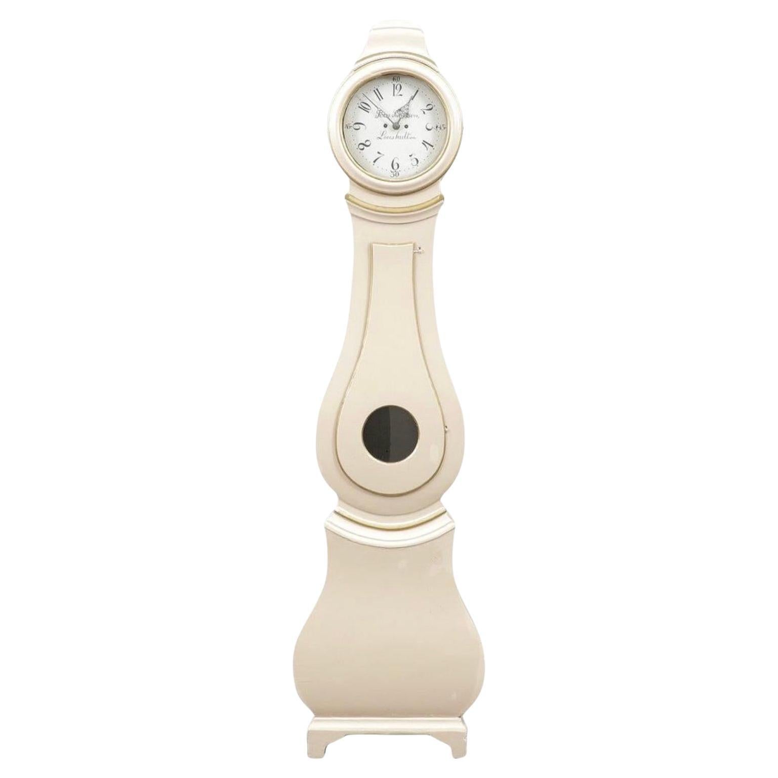 Swedish Antique Mora Clock White Early 1800s Sven Sunesson Loushult A