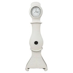 Reloj Sueco Antiguo Mora Clocks  Pintura Blanca 1800s 203cm Coronada