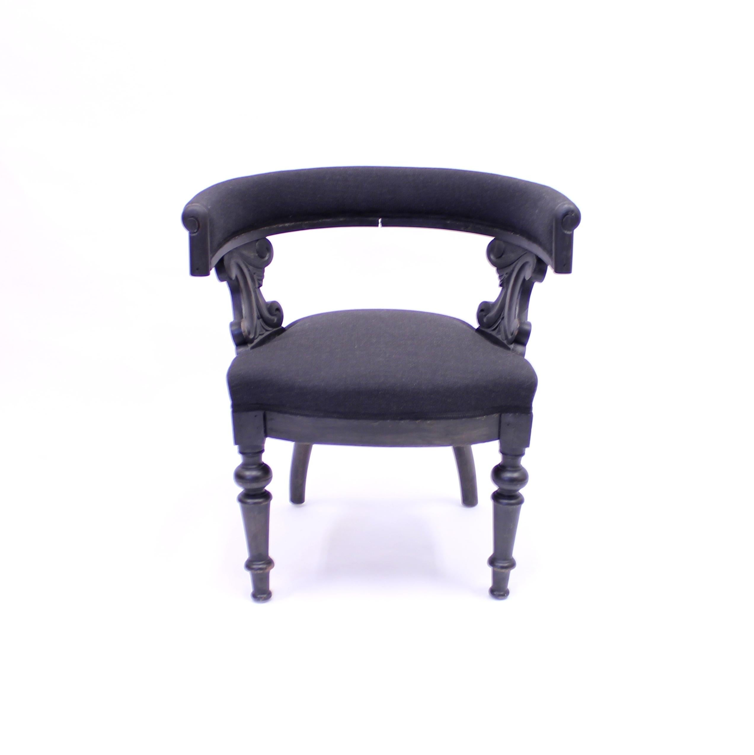 Rustic Swedish Antique Oak Klismos Chair, Late 19th Century