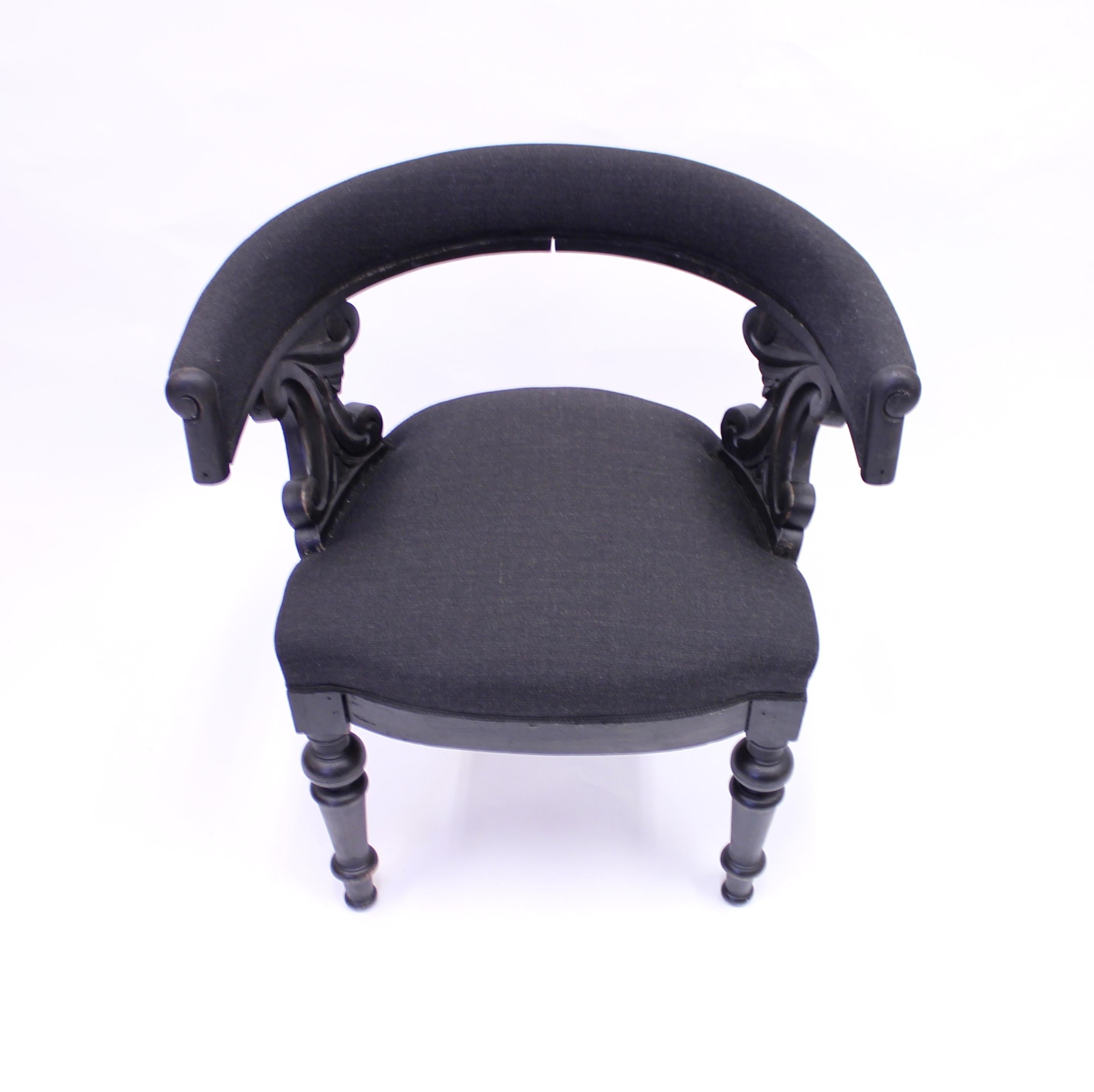 Fabric Swedish Antique Oak Klismos Chair, Late 19th Century