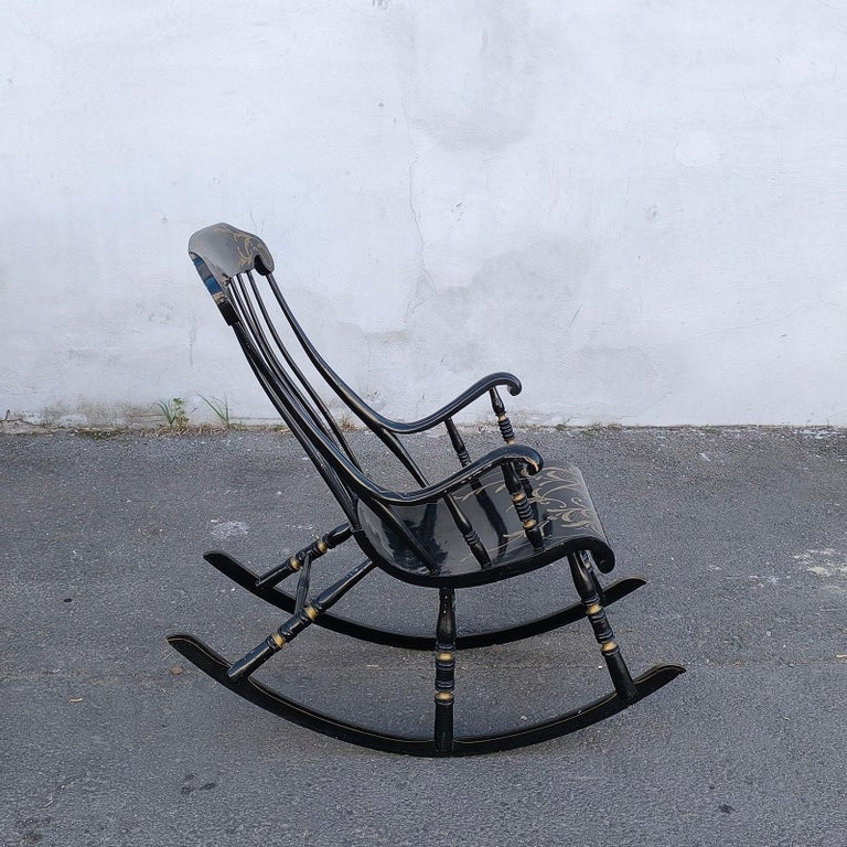 Swedish Antique Rocking Chair Legs 19th Century Hand Painted