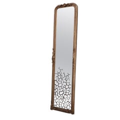 Grand miroir de pilier suédois ancien de style rococo