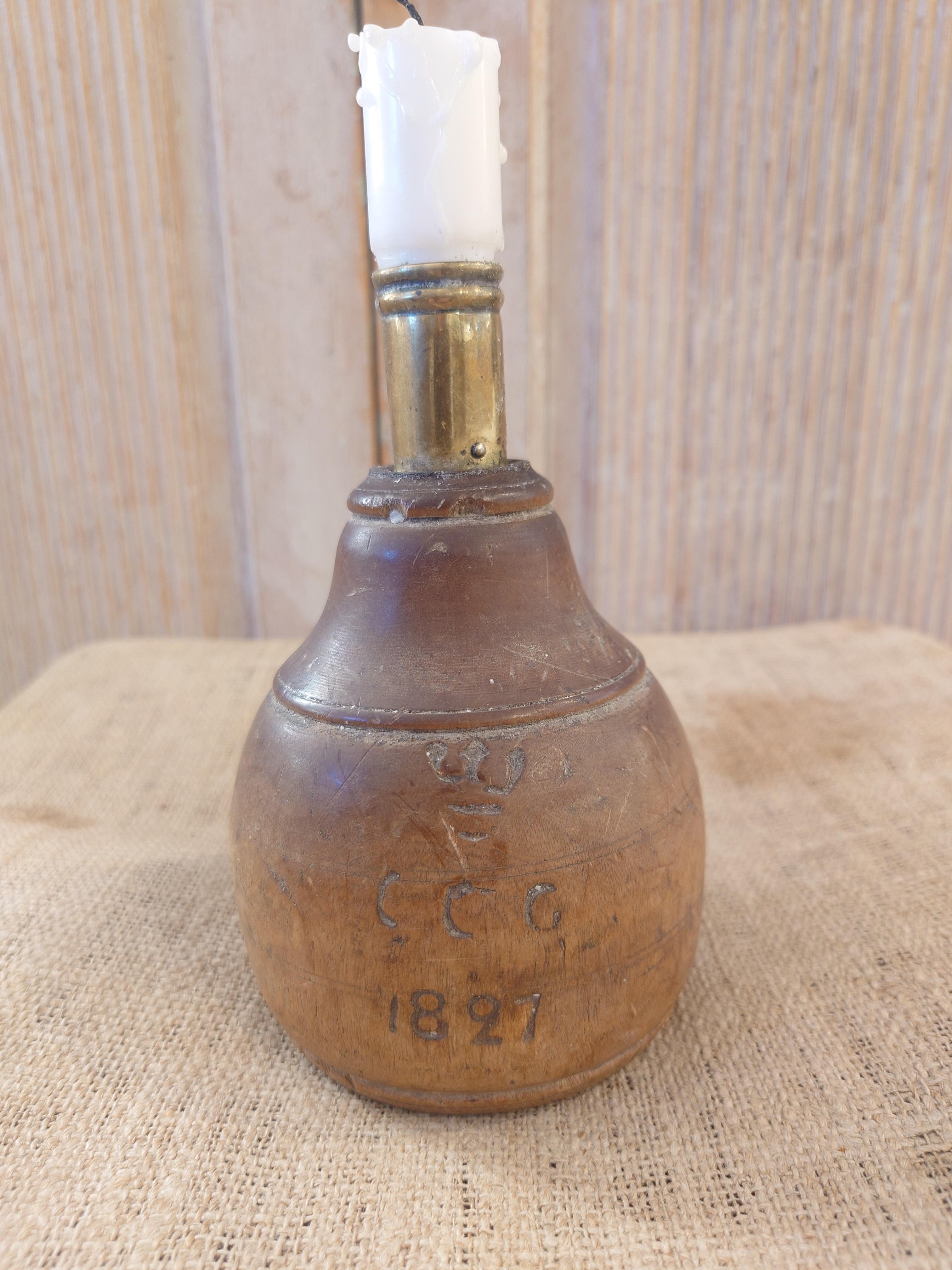Swedish antique rustic genuine Candlestick Holder 19th century dated 1827 For Sale 4