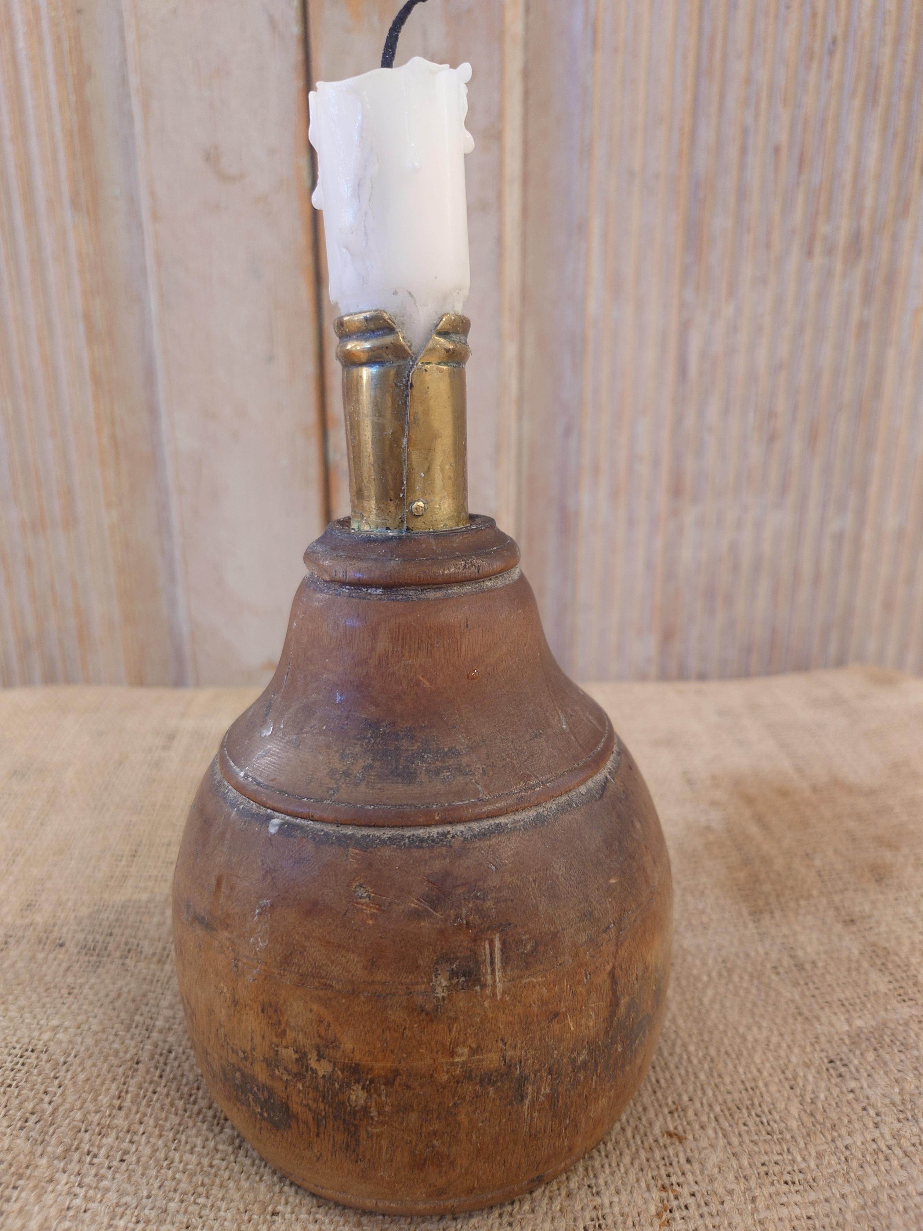 Swedish antique rustic genuine Candlestick Holder 19th century dated 1827 In Good Condition For Sale In Boden, SE
