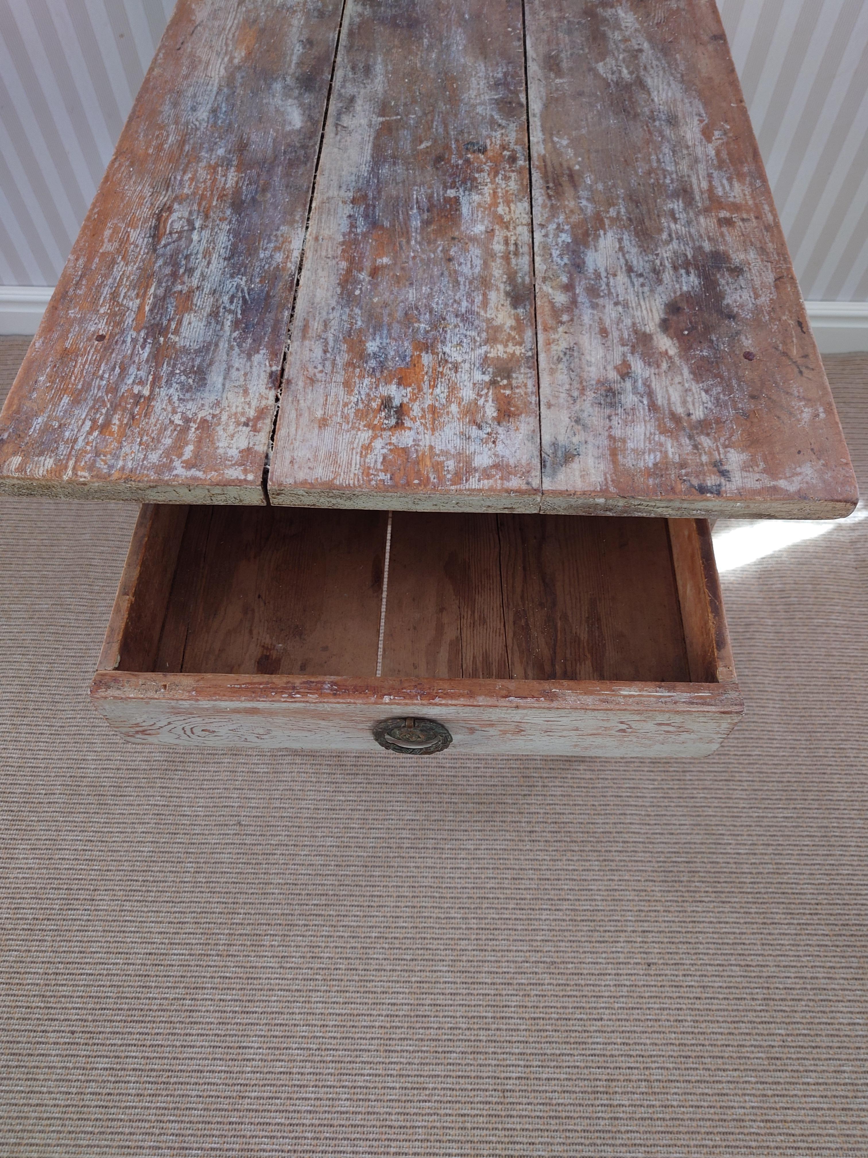 Swedish antique  rustic genuine  Gustavian Table with original paint For Sale 10