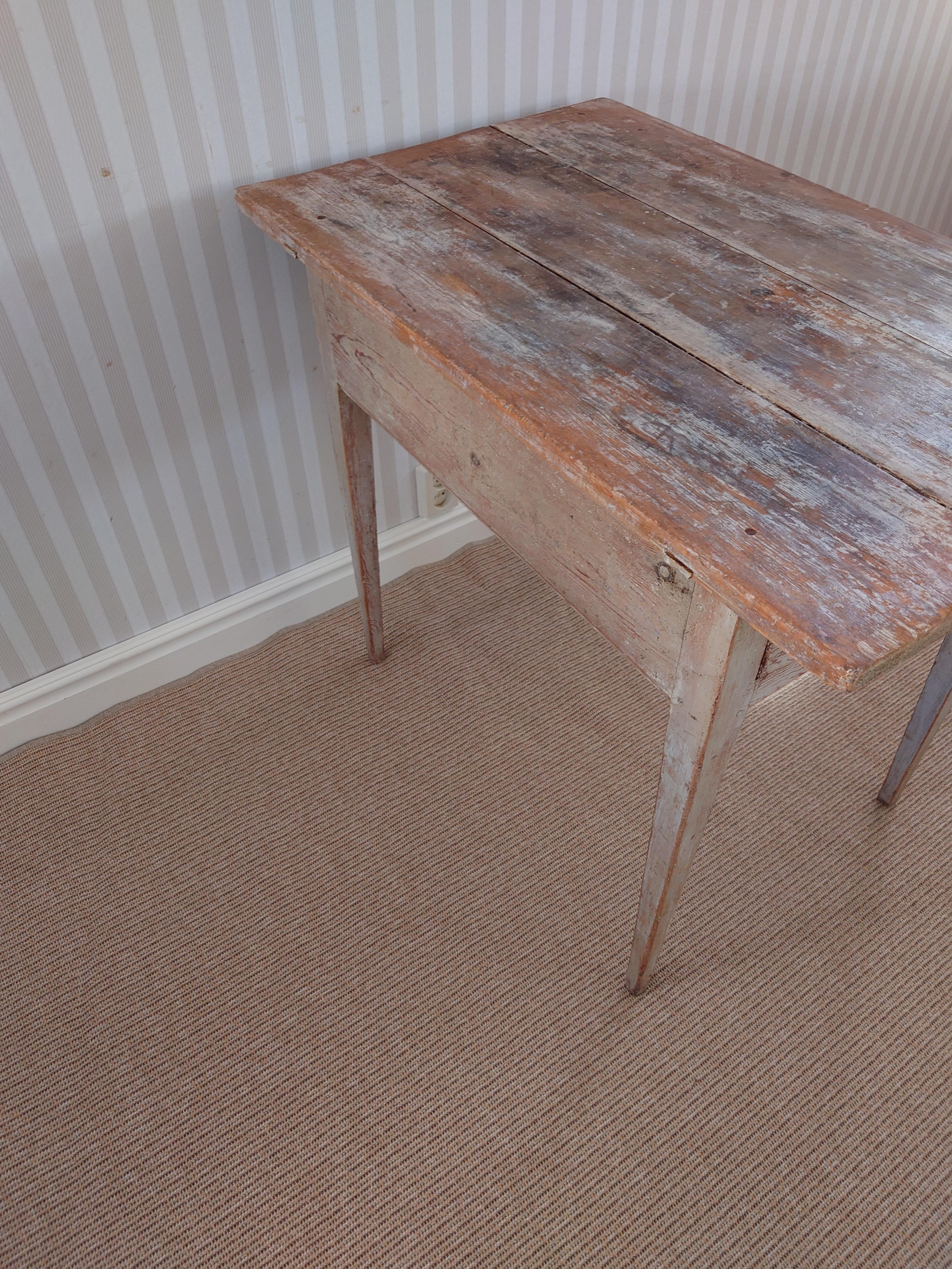 Swedish antique  rustic genuine  Gustavian Table with original paint For Sale 11