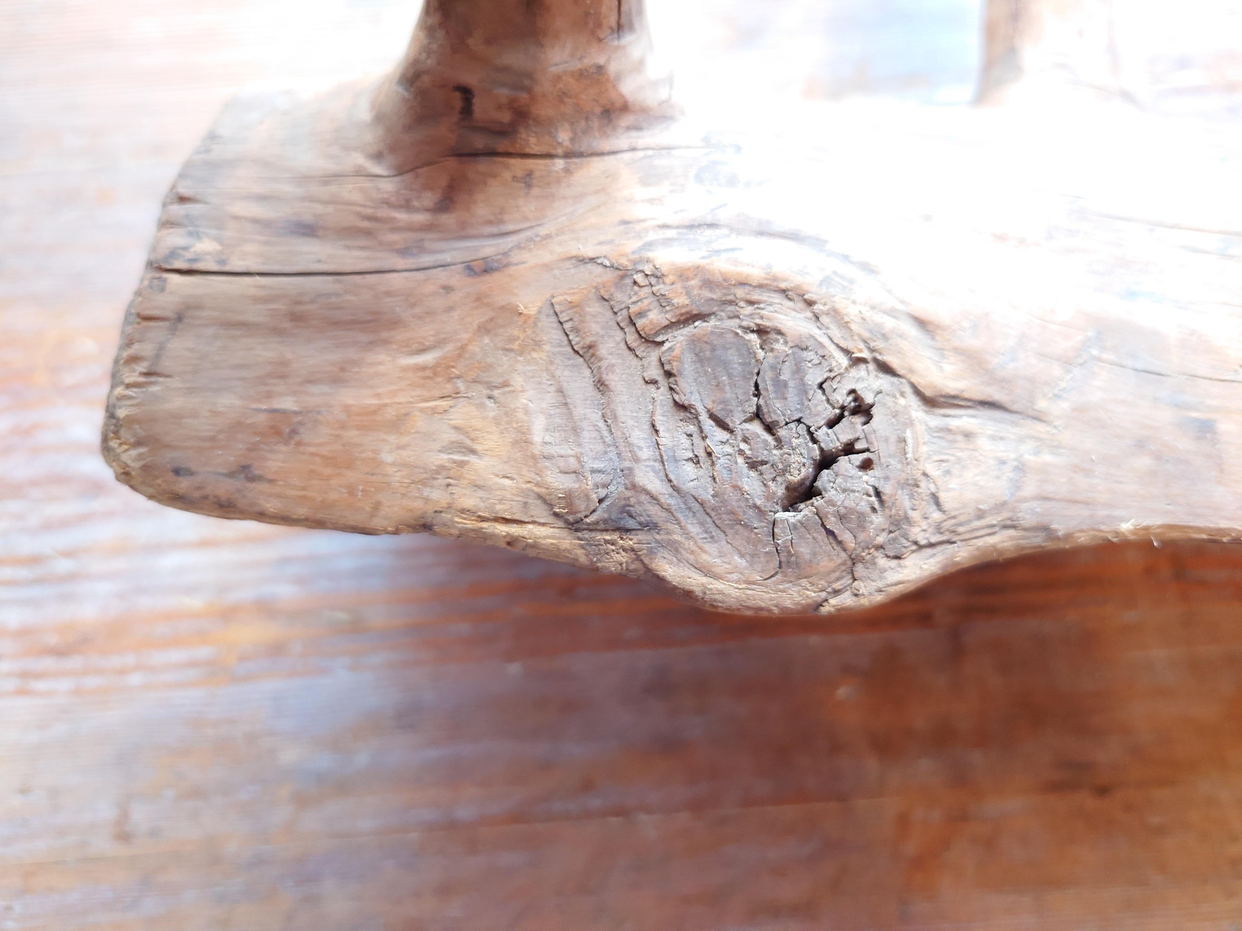 Swedish Antique rustick  genuine Primitive milking stool  pine dated  1862 For Sale 7