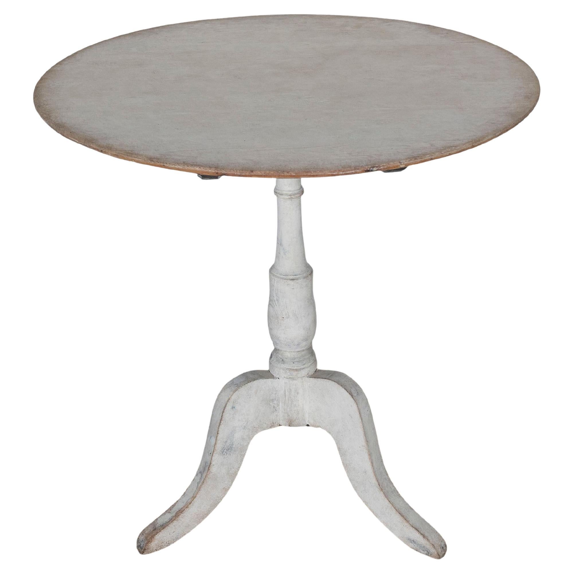 Swedish Antique Tilt-Top Table in Original White Paint, Circa 1880 For Sale