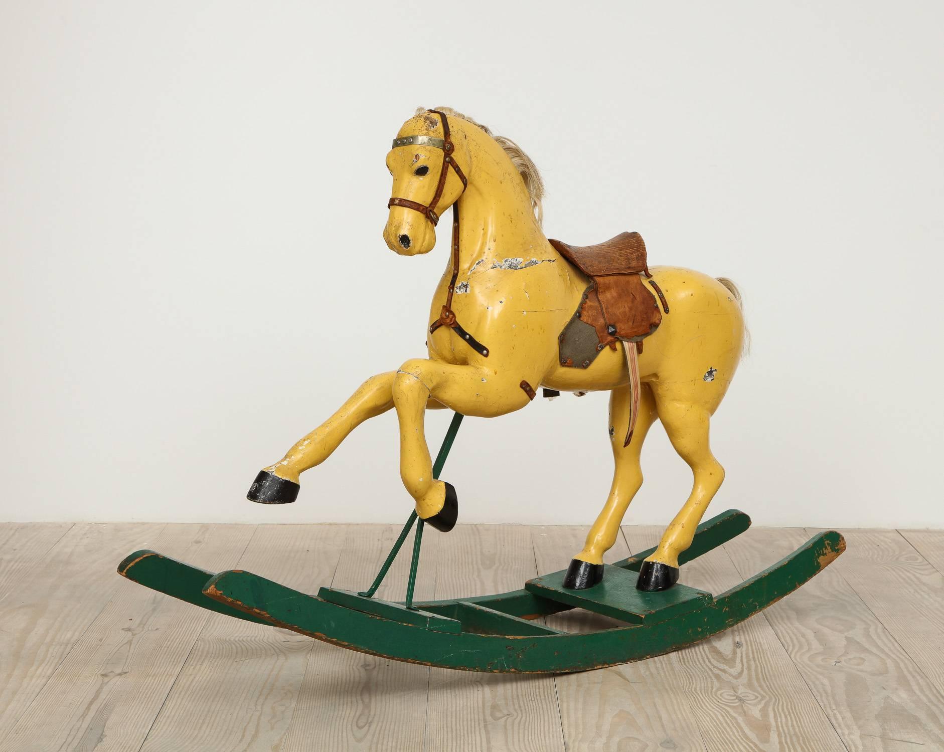 19th Century Swedish Antique Toy Rocking Horse, All Original, Origin: Sweden, circa 1870 For Sale