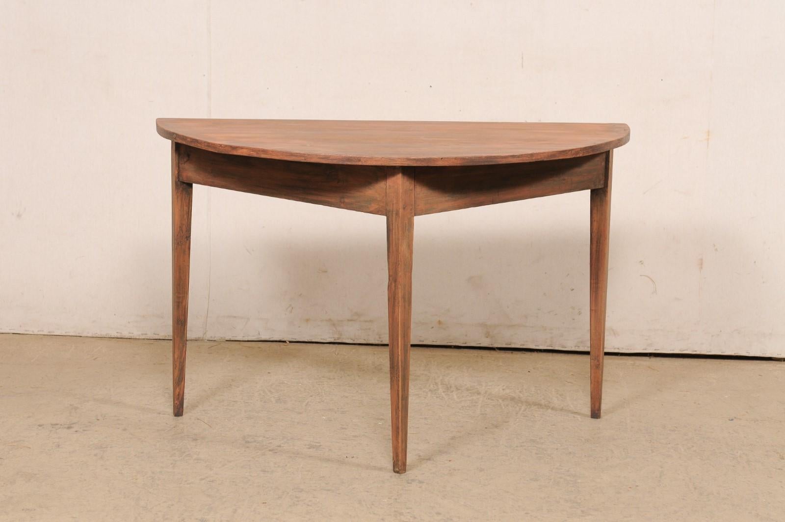 Swedish Antique Wooden Demi-Lune Console Table For Sale 6