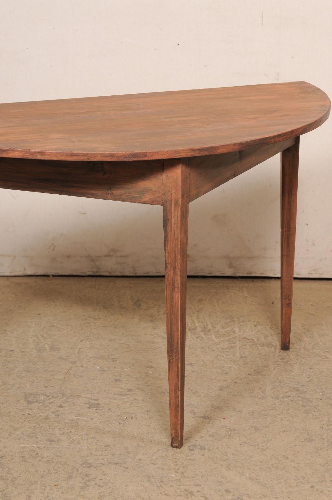 Swedish Antique Wooden Demi-Lune Console Table In Good Condition For Sale In Atlanta, GA