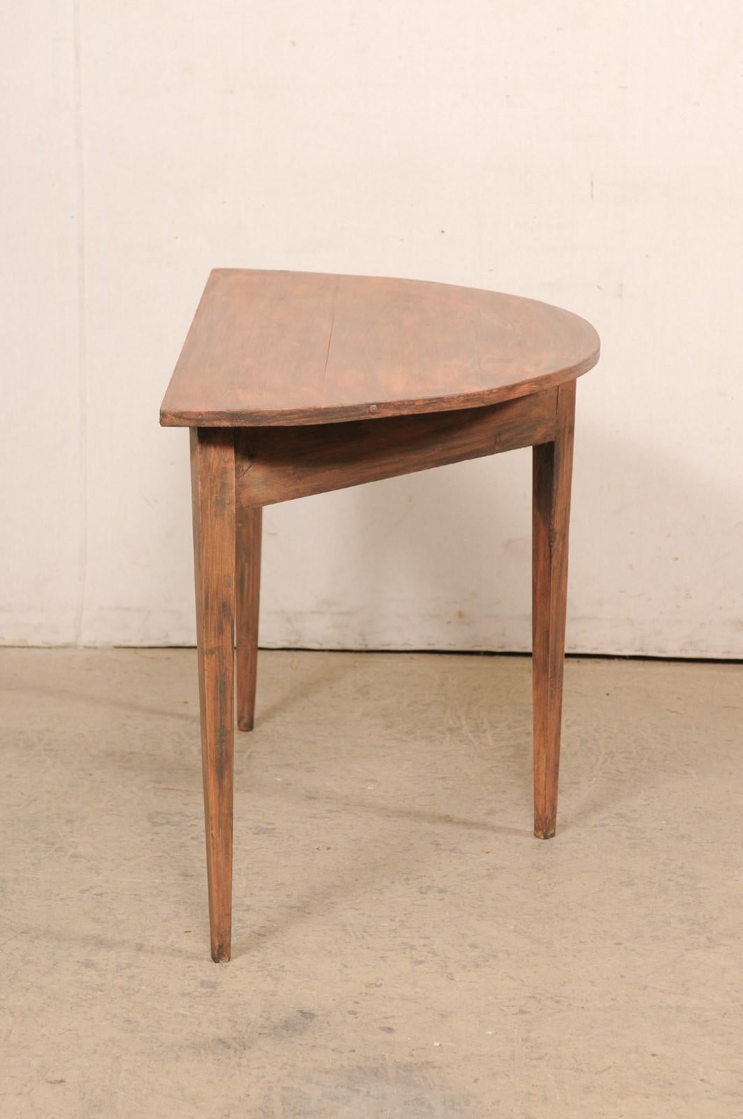 Swedish Antique Wooden Demi-Lune Console Table For Sale 1
